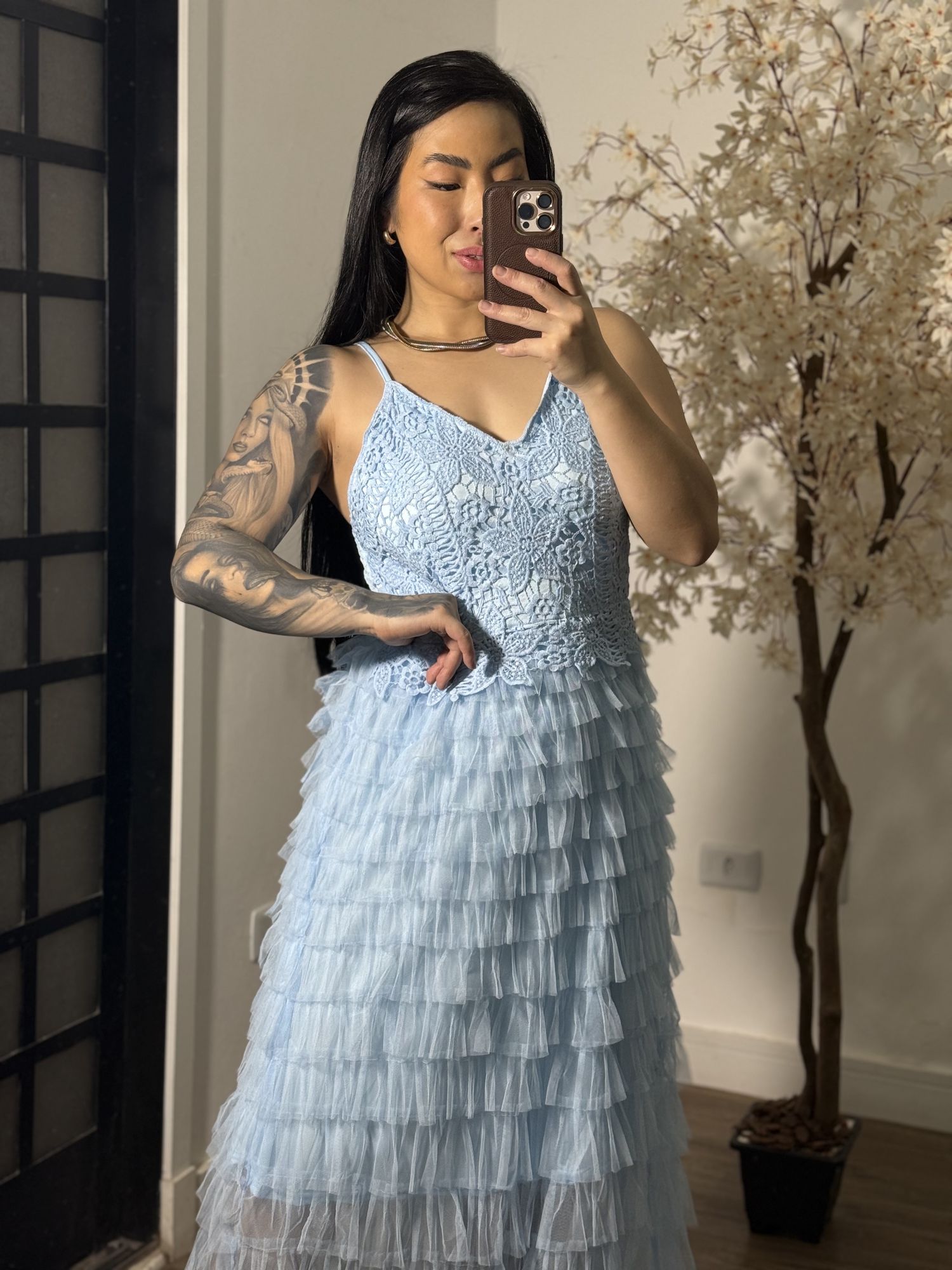 Vestido Tule Zaina Y003 - Azul Claro C076