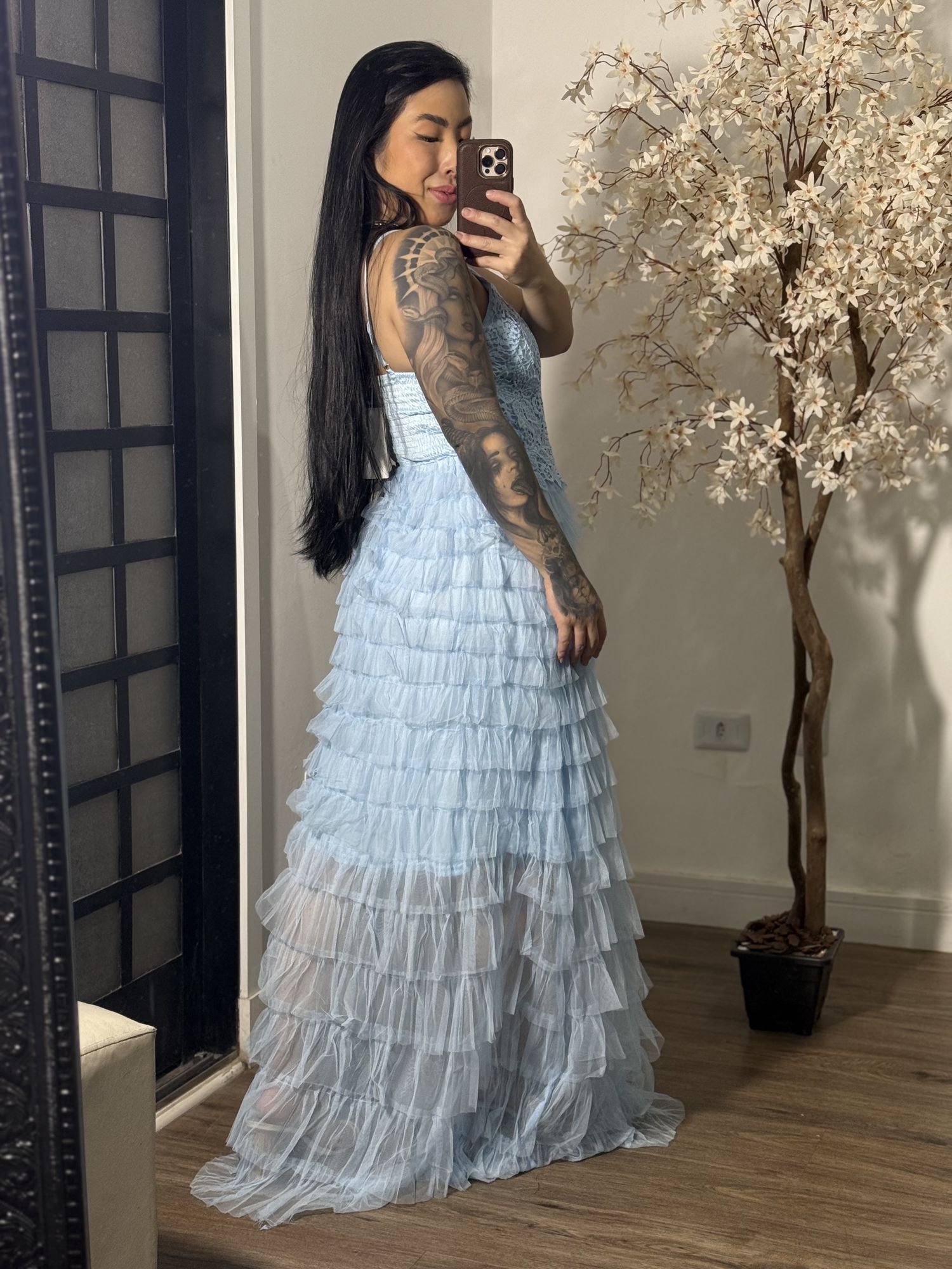 Vestido Tule Zaina Y003 - Azul Claro C076