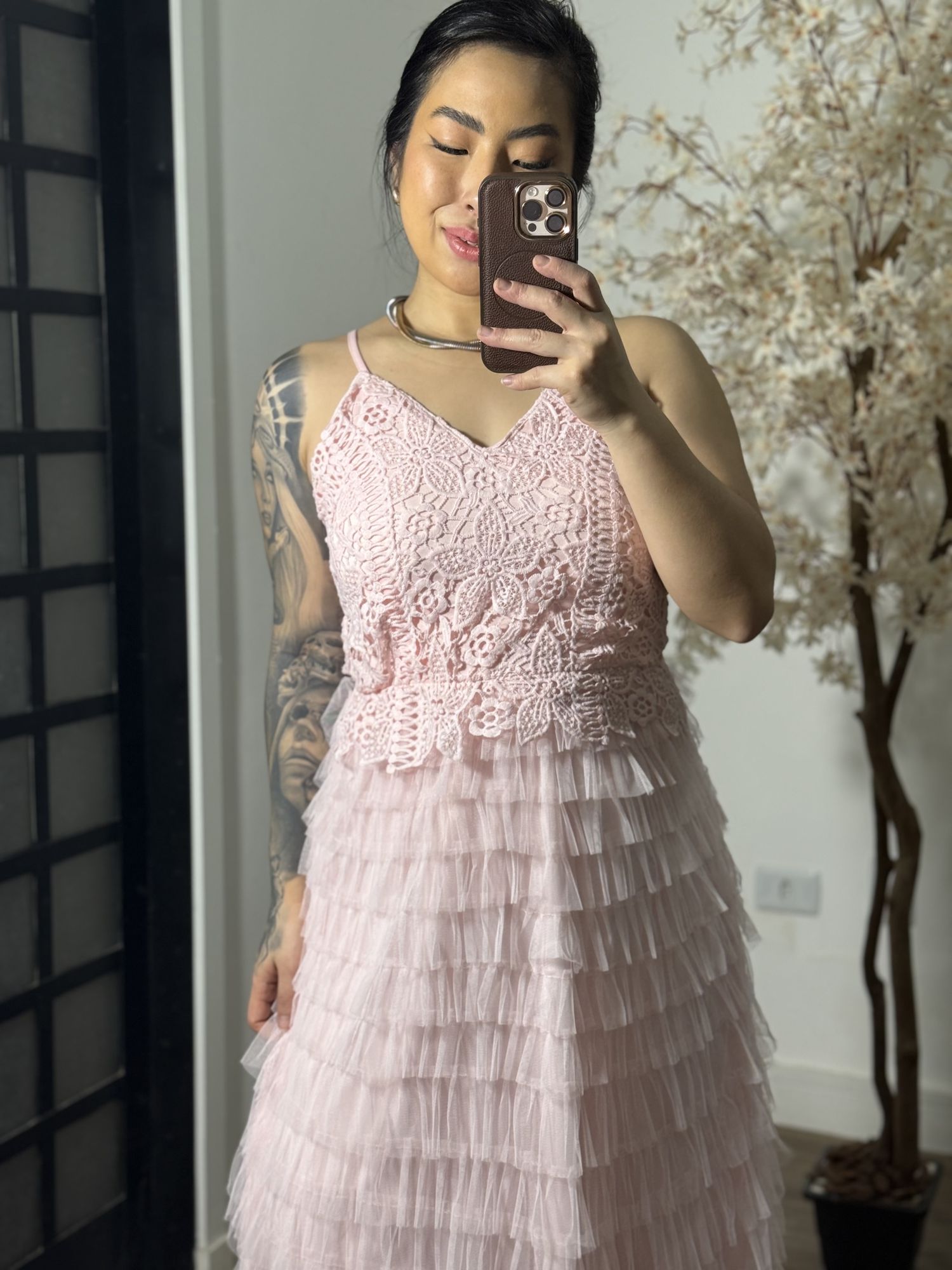 Vestido Tule Zaina Y003 - Rosa Claro C076