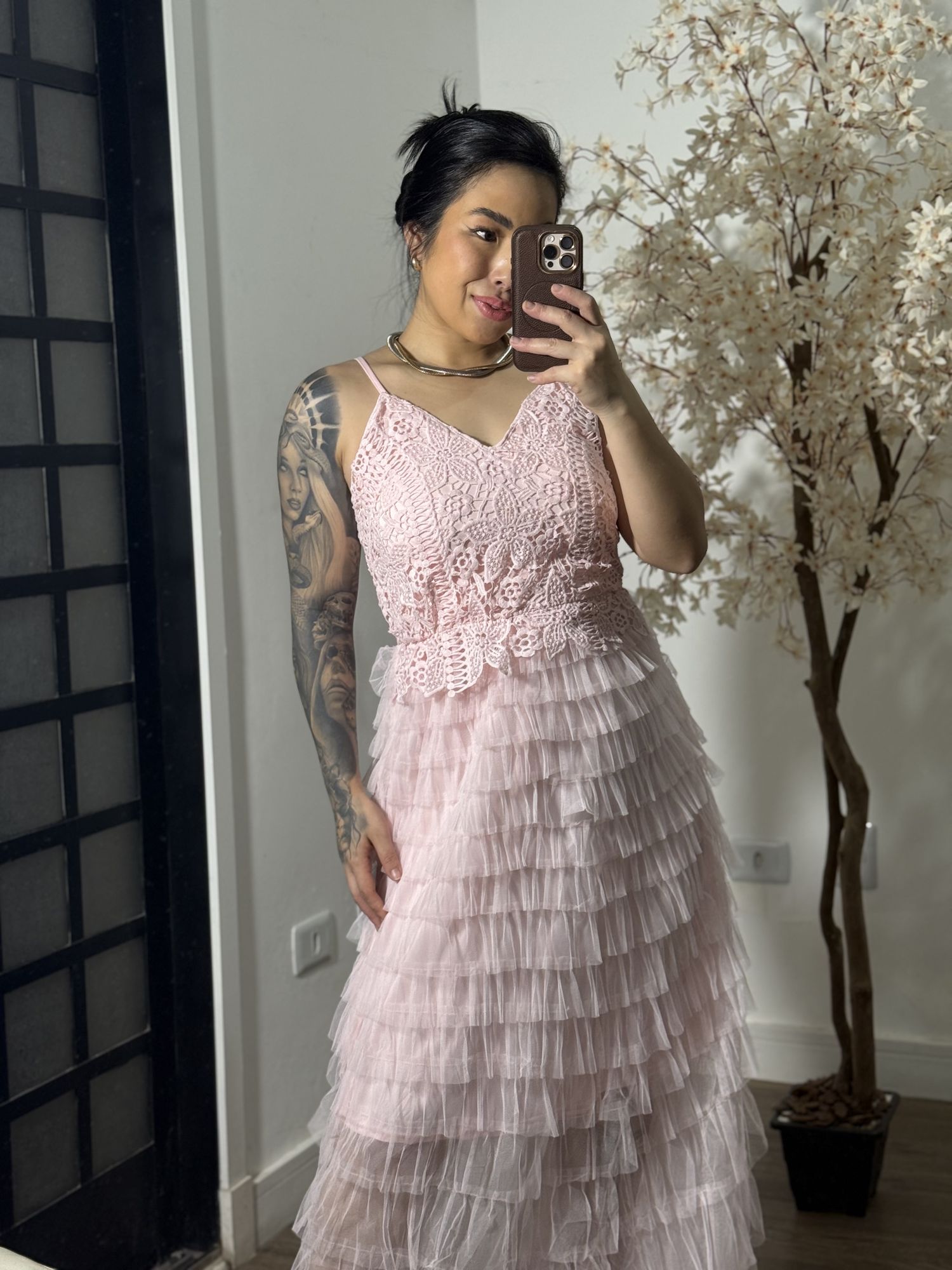 Vestido Tule Zaina Y003 - Rosa Claro C076