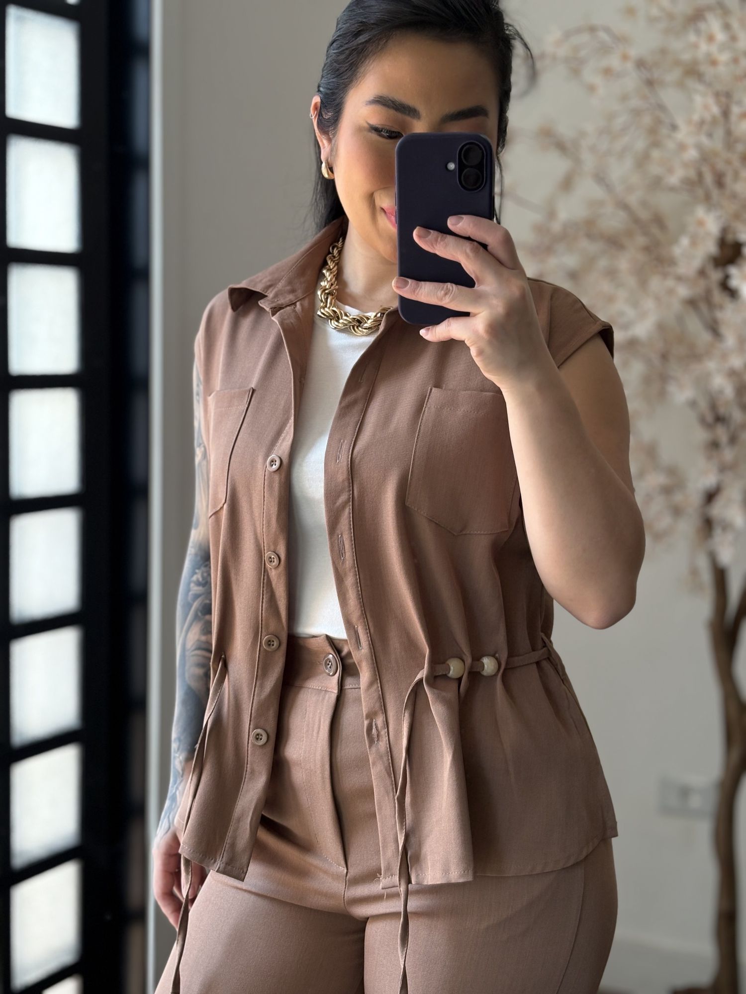 Conjunto Linho Beatriz 396 - Marrom Claro C049