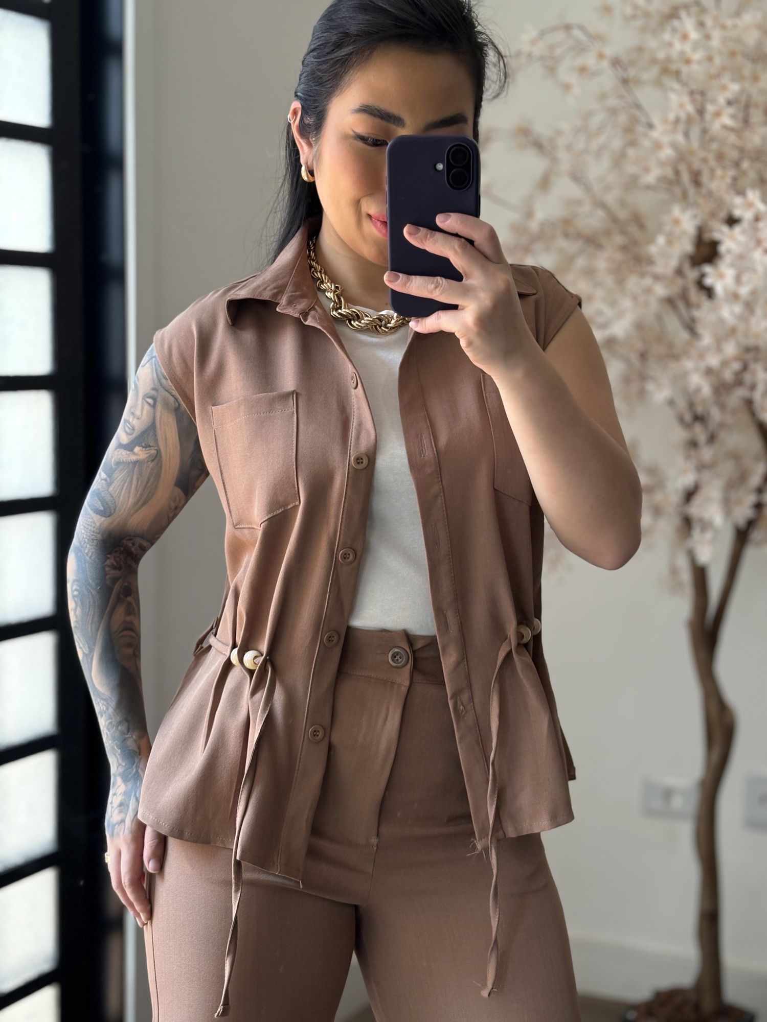 Conjunto Linho Beatriz 396 - Marrom Claro C049