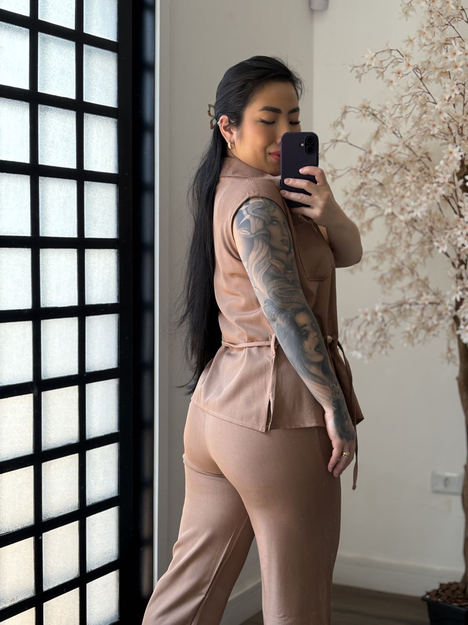 Conjunto Linho Beatriz 396 - Marrom Claro C049