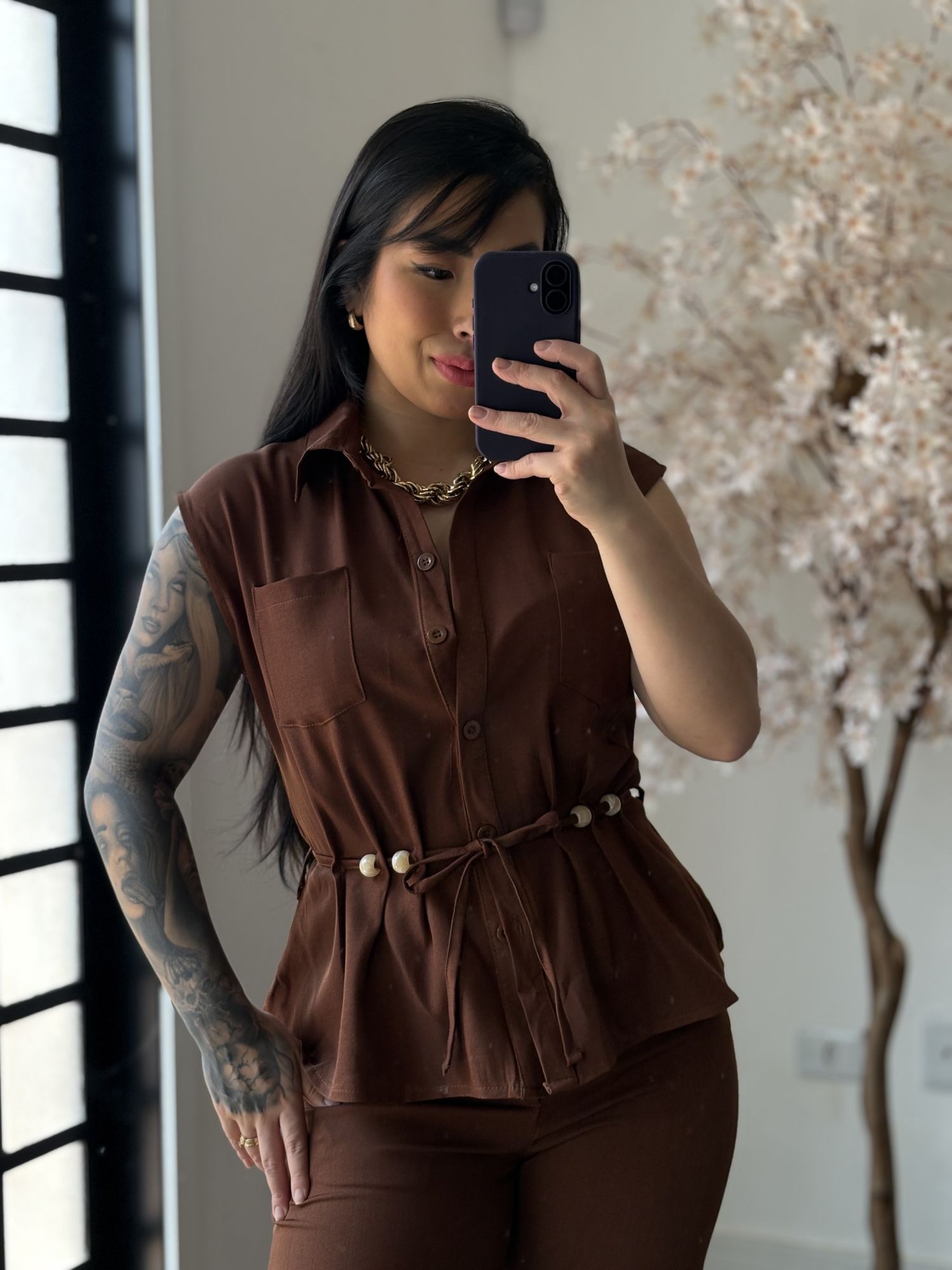 Conjunto Linho Beatriz 396 - Marrom C049