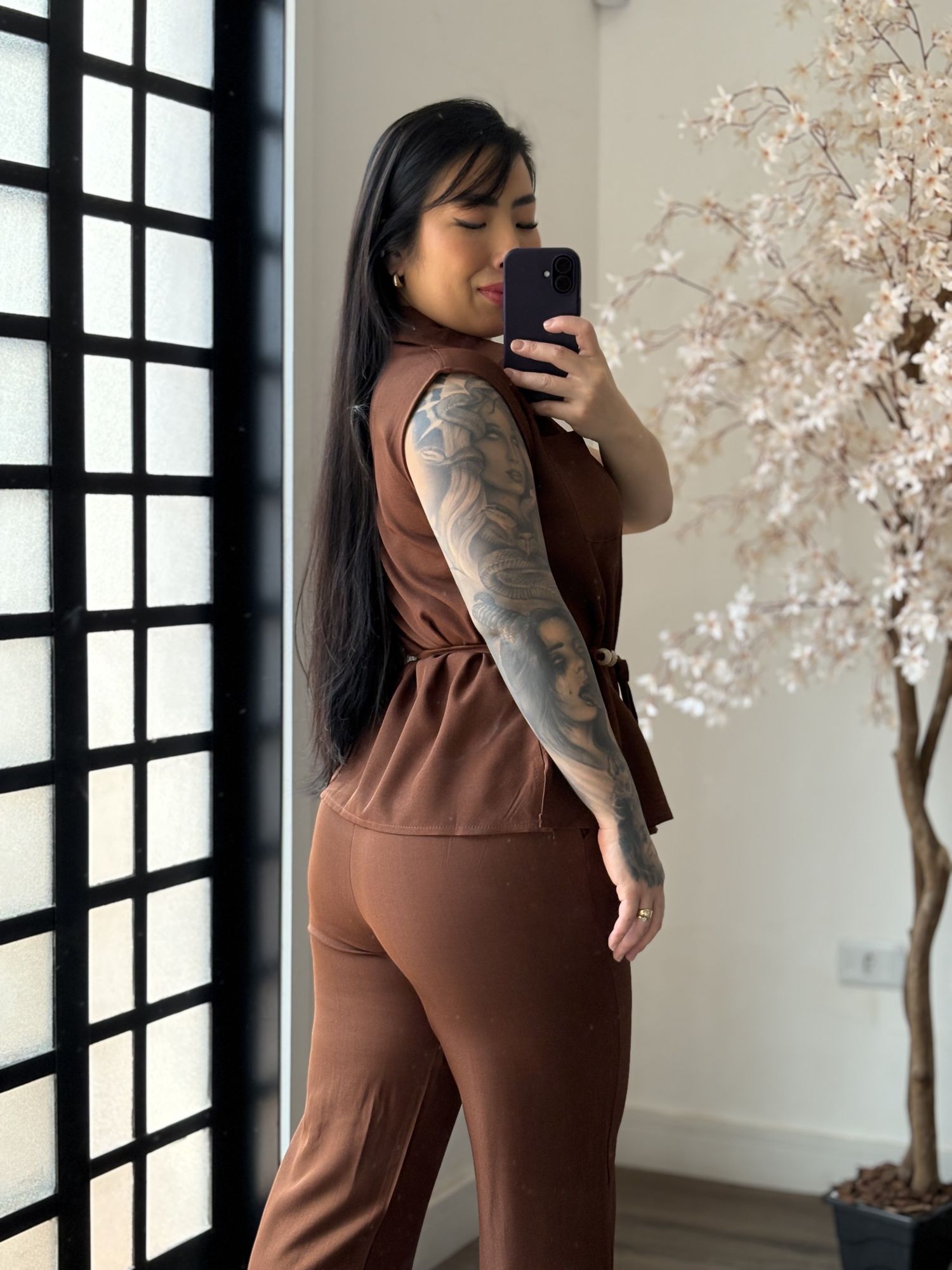 Conjunto Linho Beatriz 396 - Marrom C049