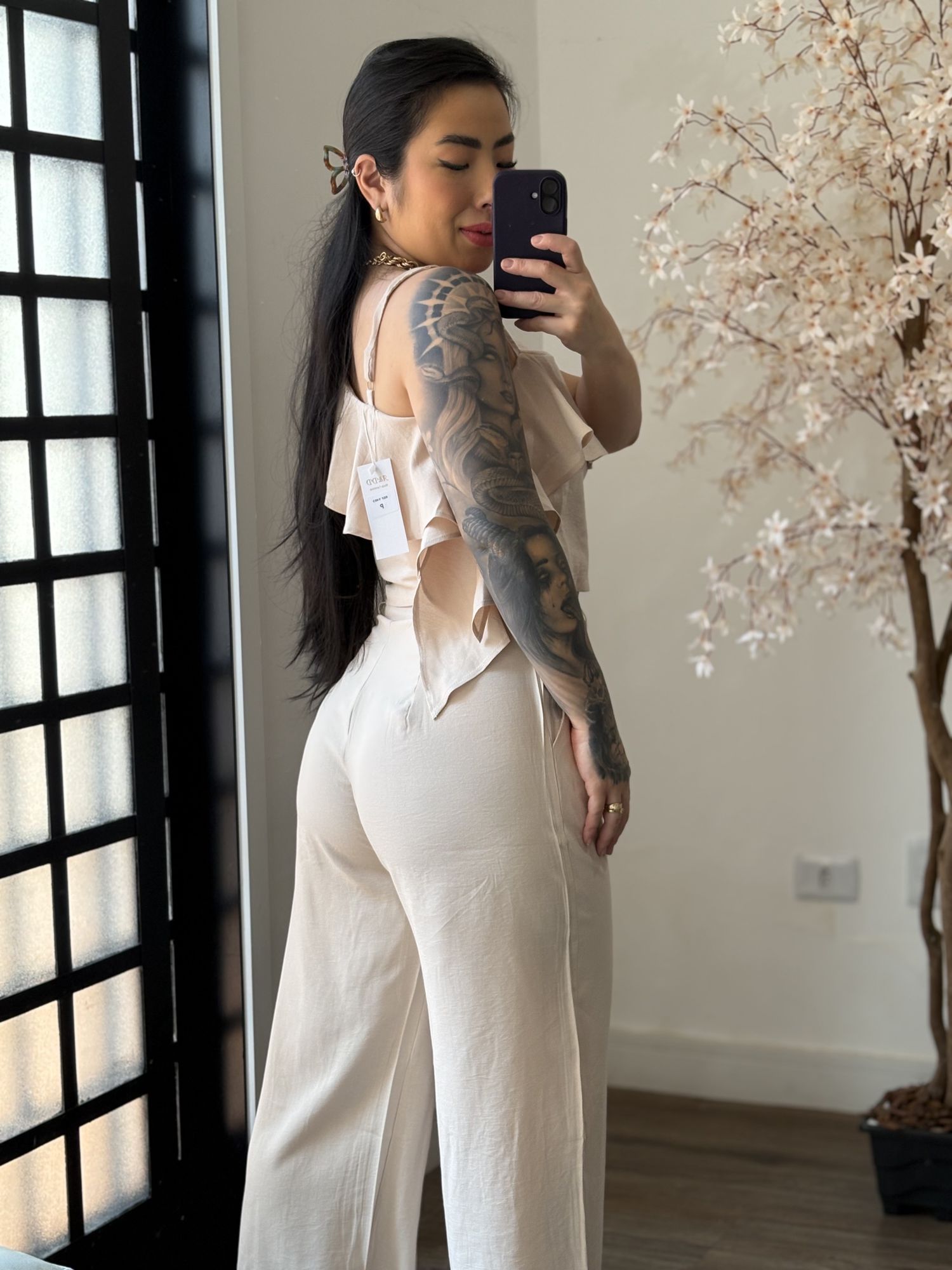 Conjunto Pantalona Babado Maria Liz Y493 - Areia C031