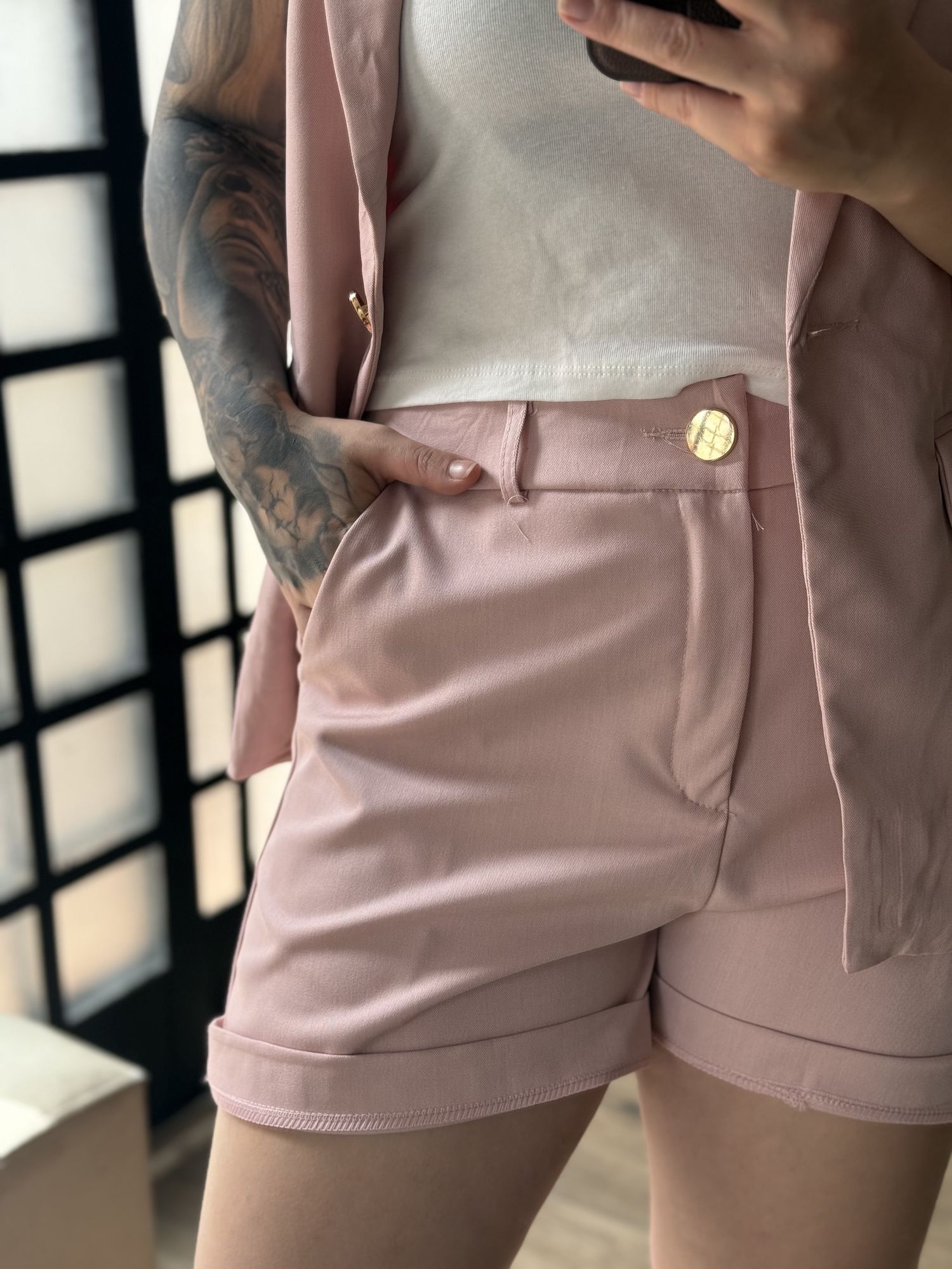 Conjunto Shorts Alfaiataria Zary AK025 - Rosa C035