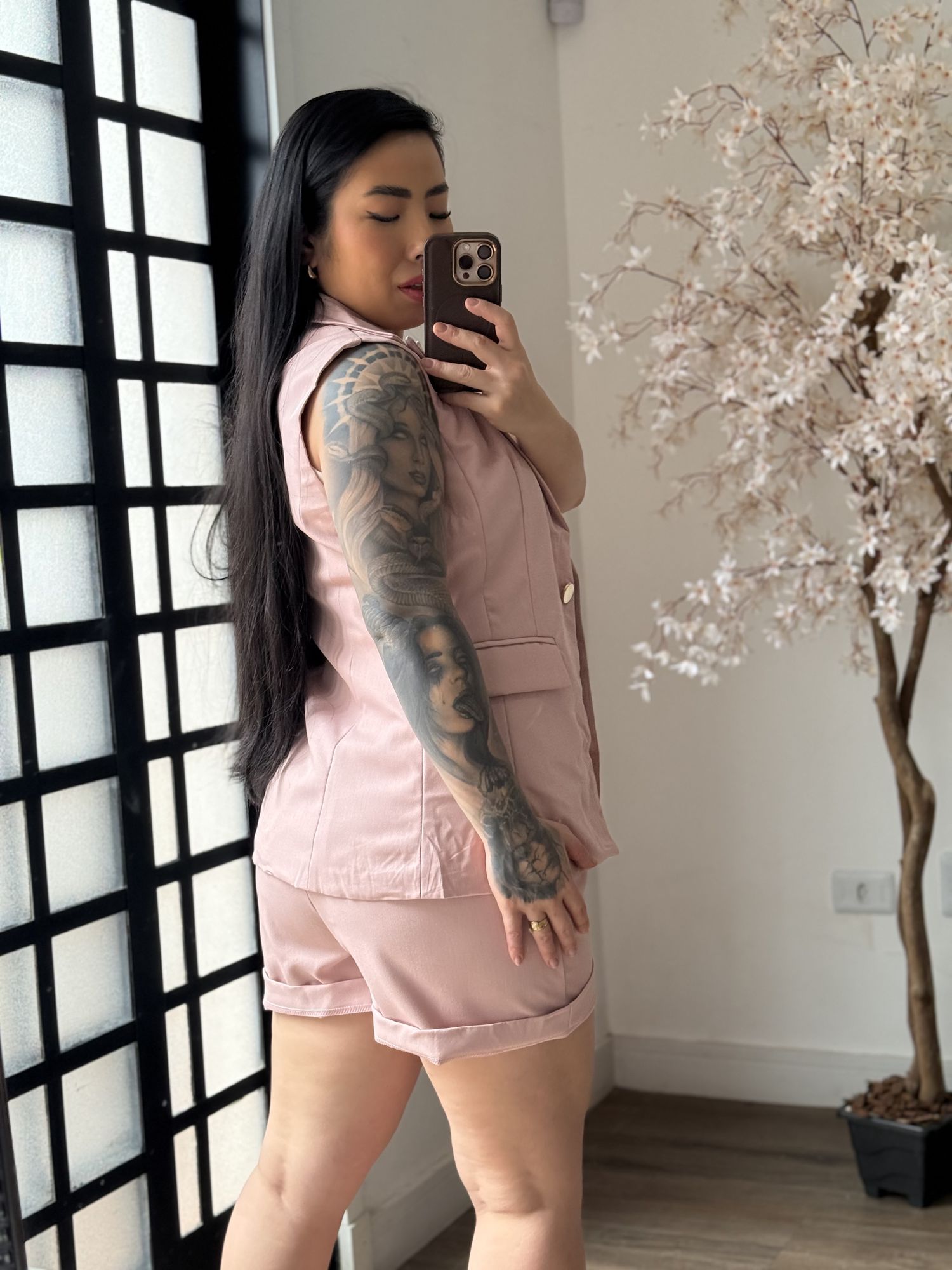 Conjunto Shorts Alfaiataria Zary AK025 - Rosa C035