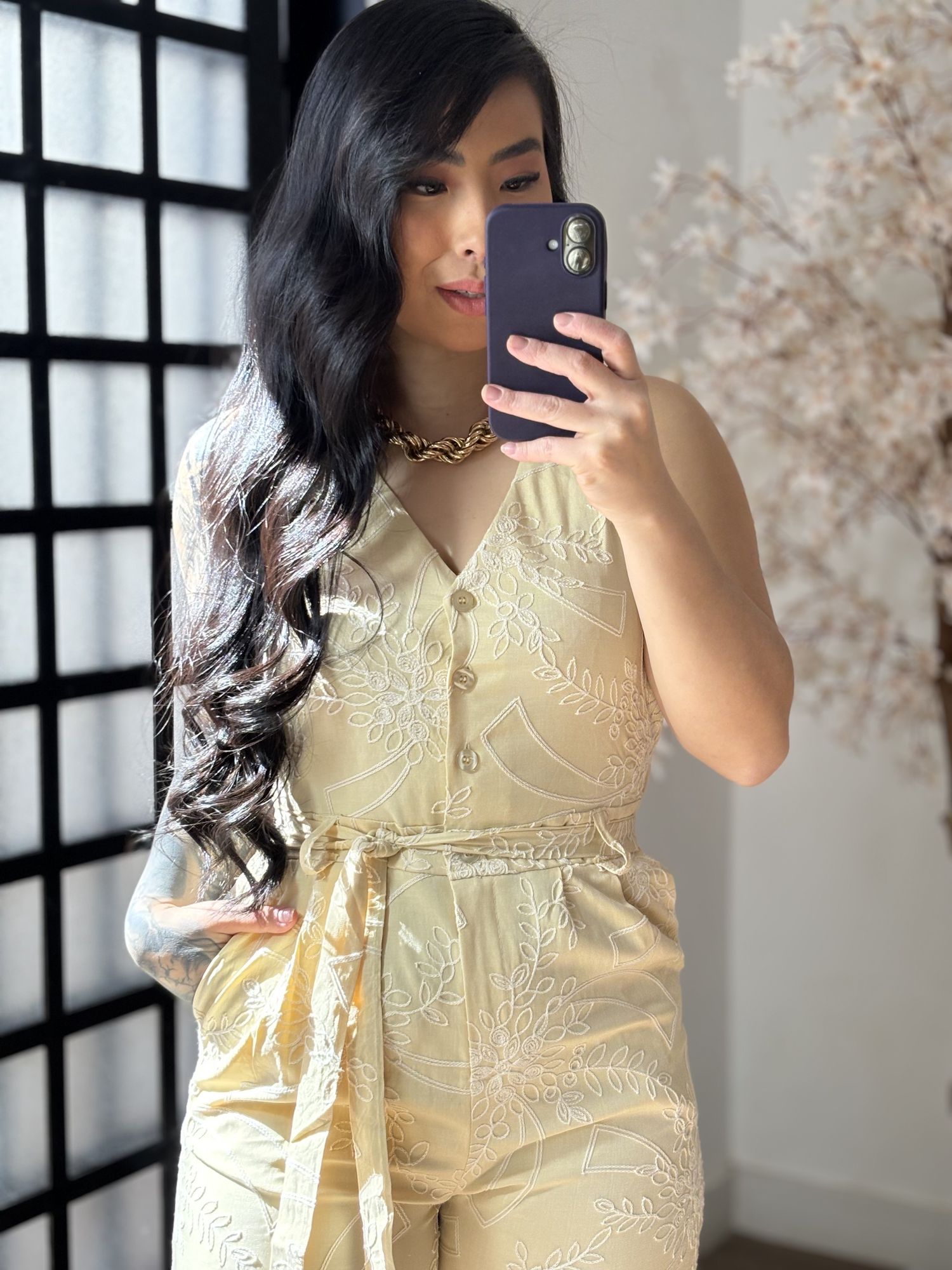 Macacão Bordado Giulia 9516 - Bege C038