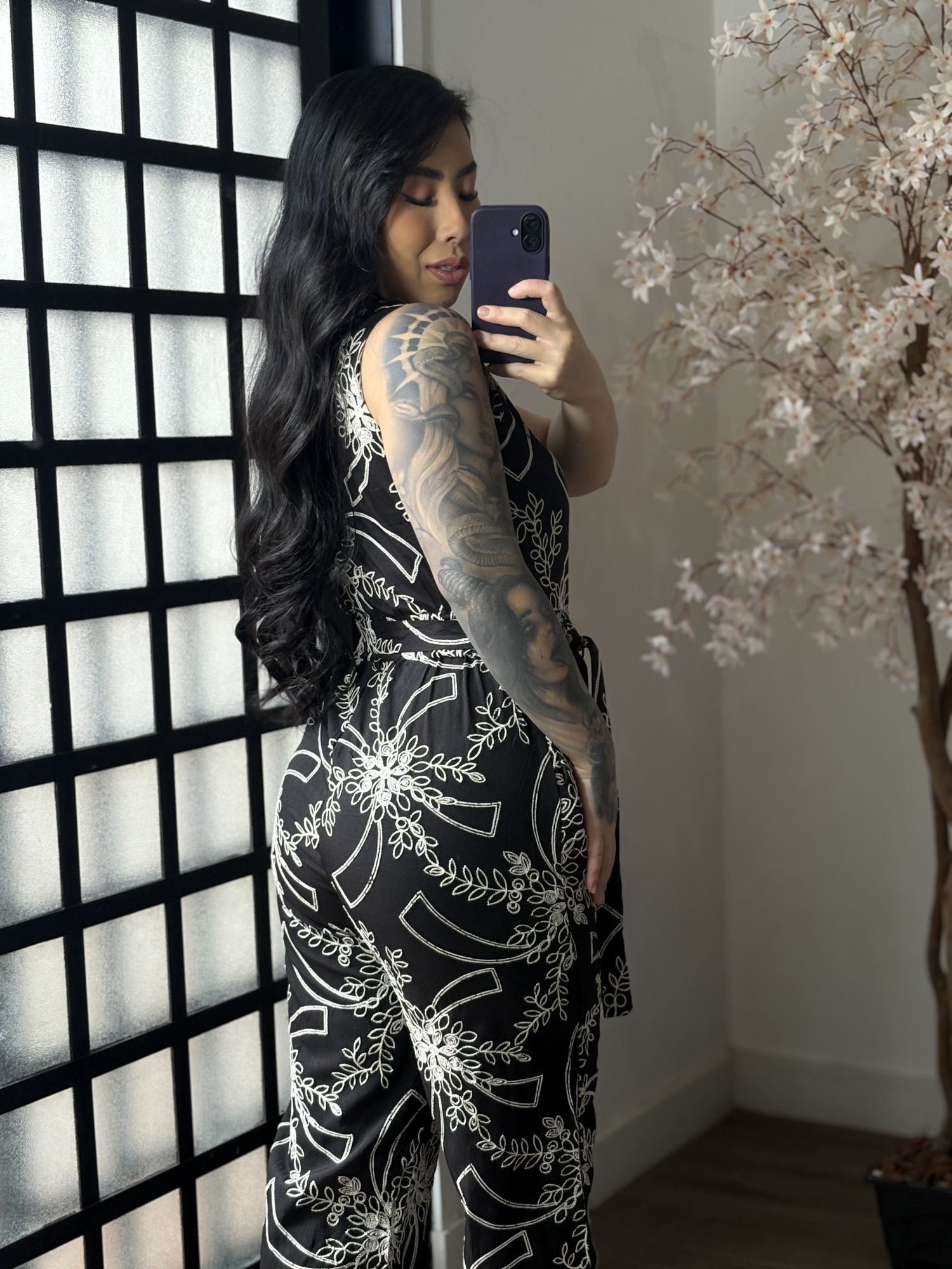 Macacão Bordado Giulia 9516 - Preto C038