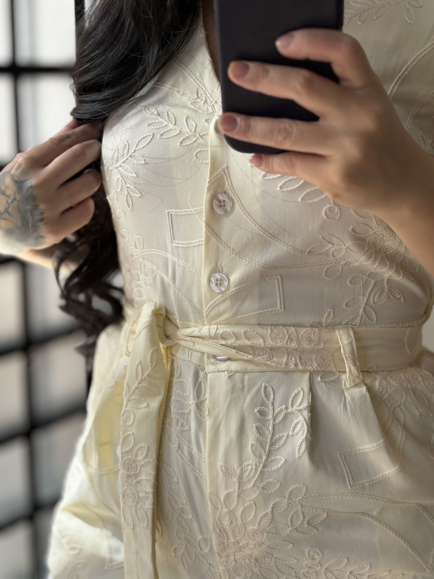 Macacão Bordado Giulia 9516 - Amarelo C038