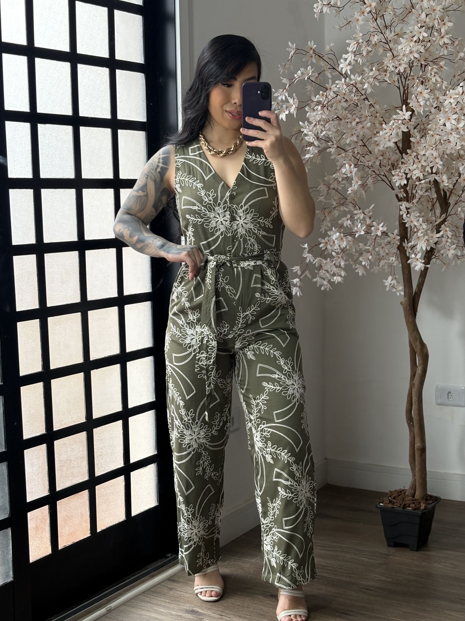 Macacão Bordado Giulia 9516 - Verde C038