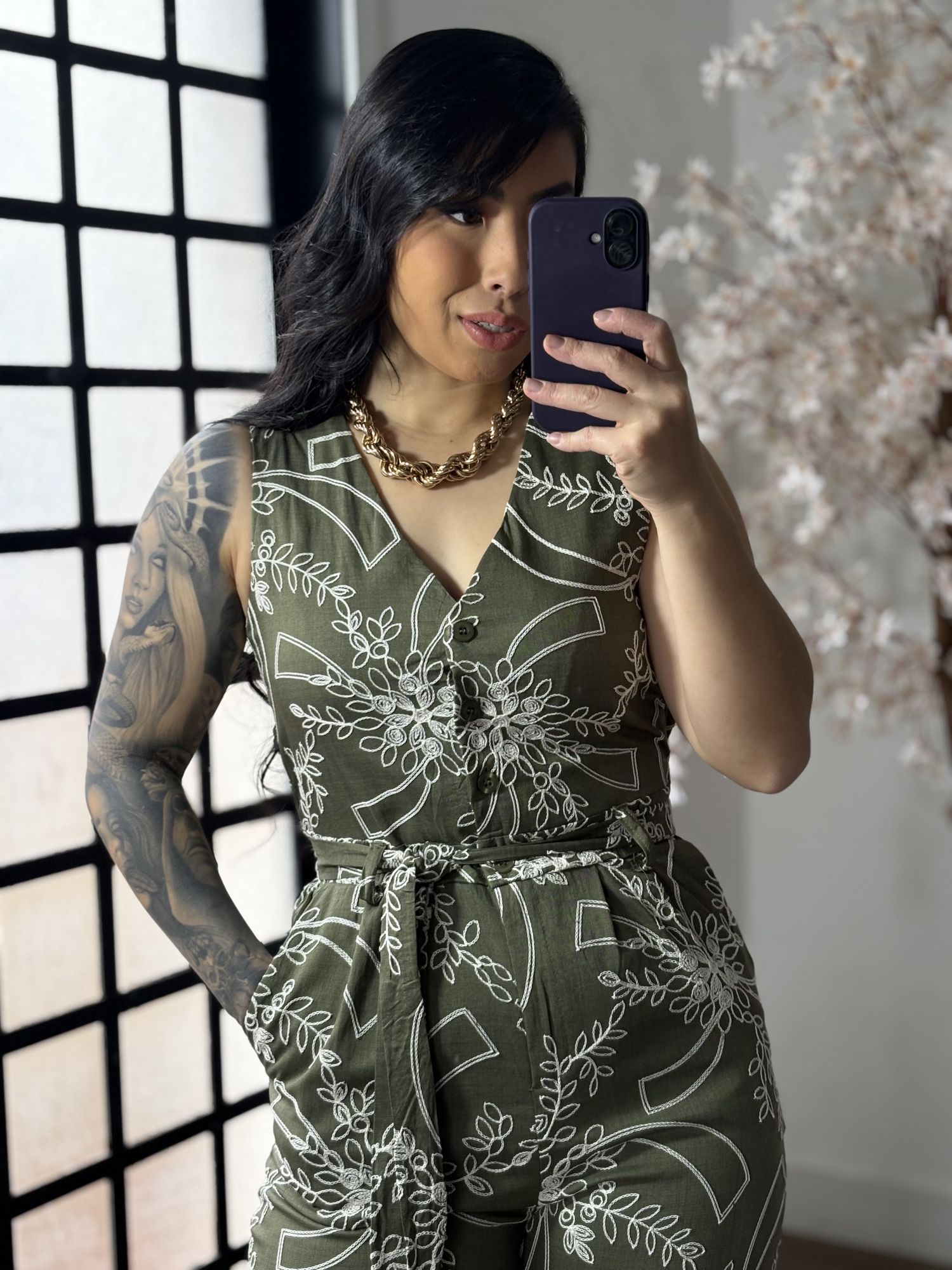 Macacão Bordado Giulia 9516 - Verde C038