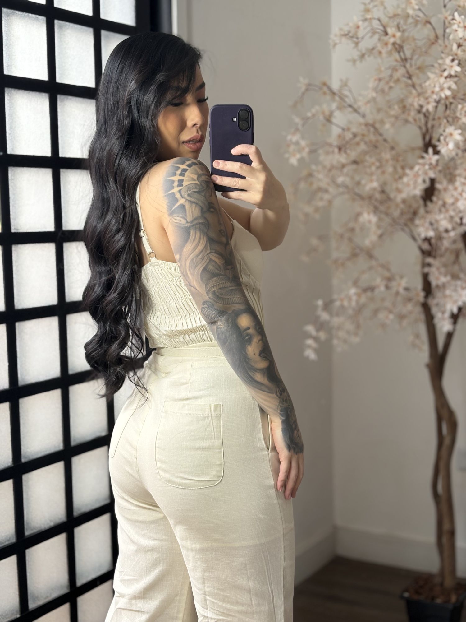 Macacão Linho com Cinto Zoe L007 - Bege C052