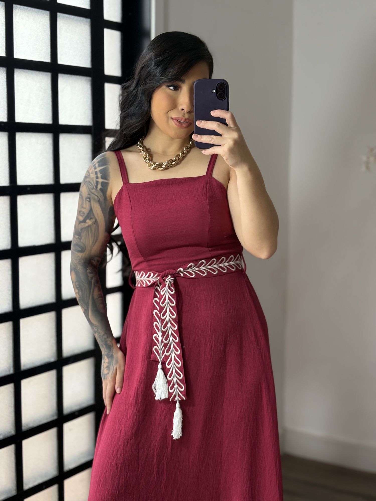 Vestido Bordado Ines Y080 - Vinho C055