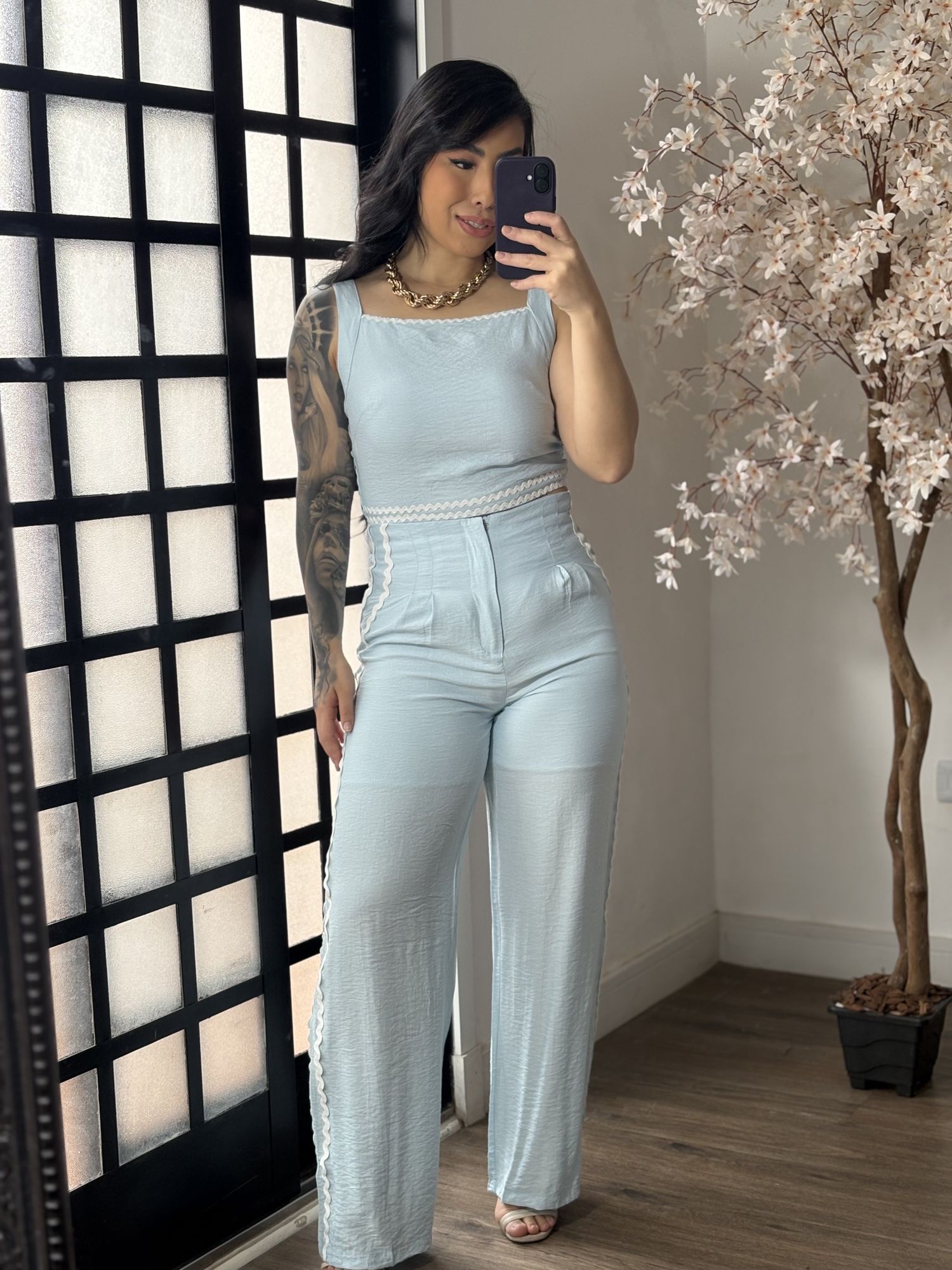 Conjunto Marrant Bordado Flávia 372 - Azul Claro C024