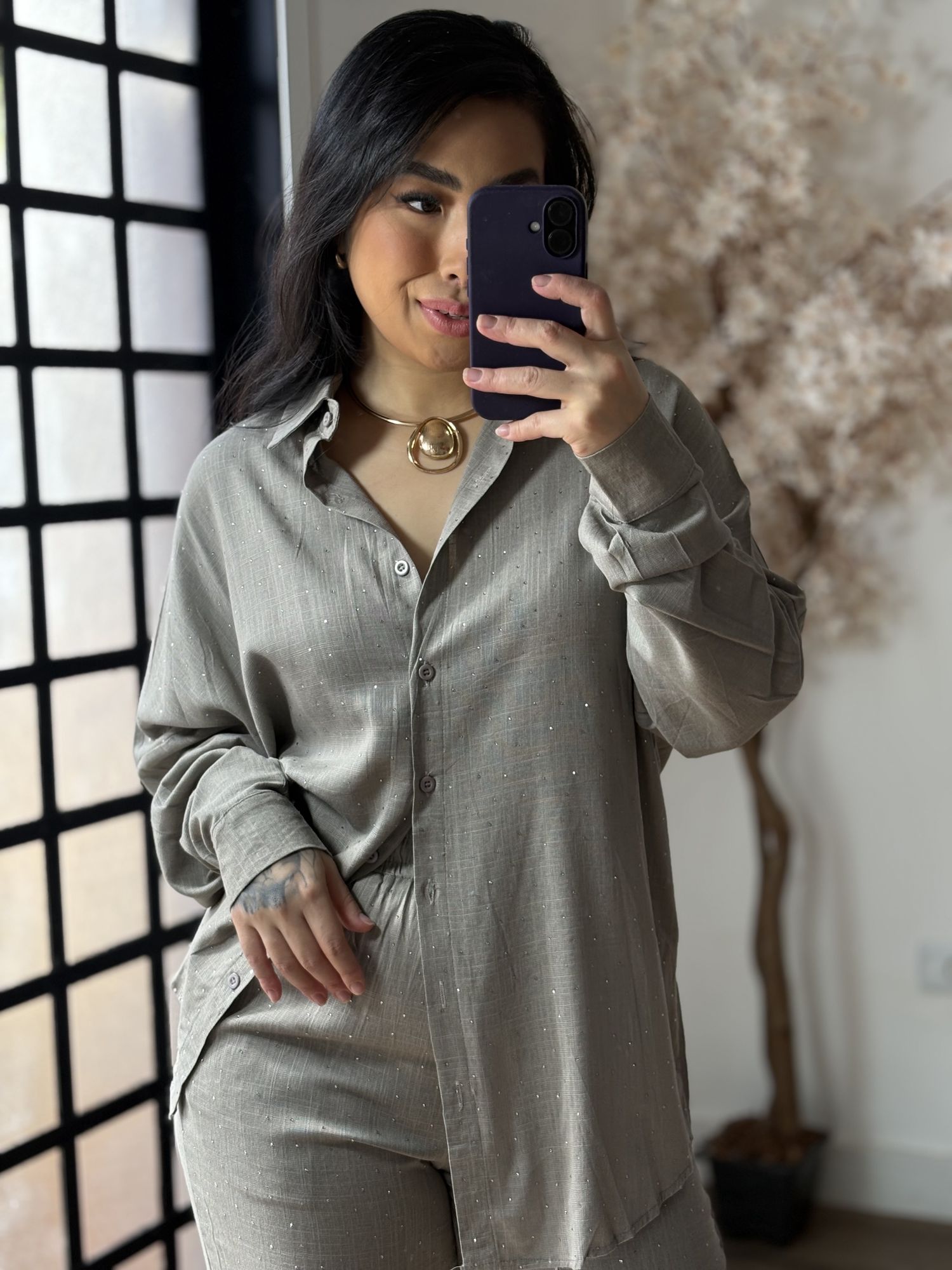 Conjunto Linho C/ Brilho Ravena 3341 - Cinza C018