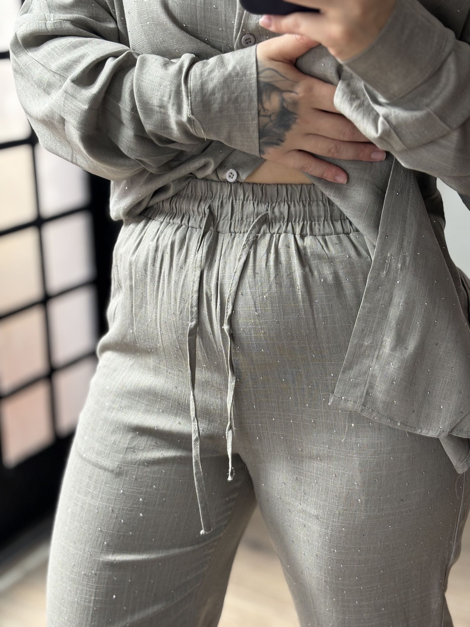 Conjunto Linho C/ Brilho Ravena 3341 - Cinza C018