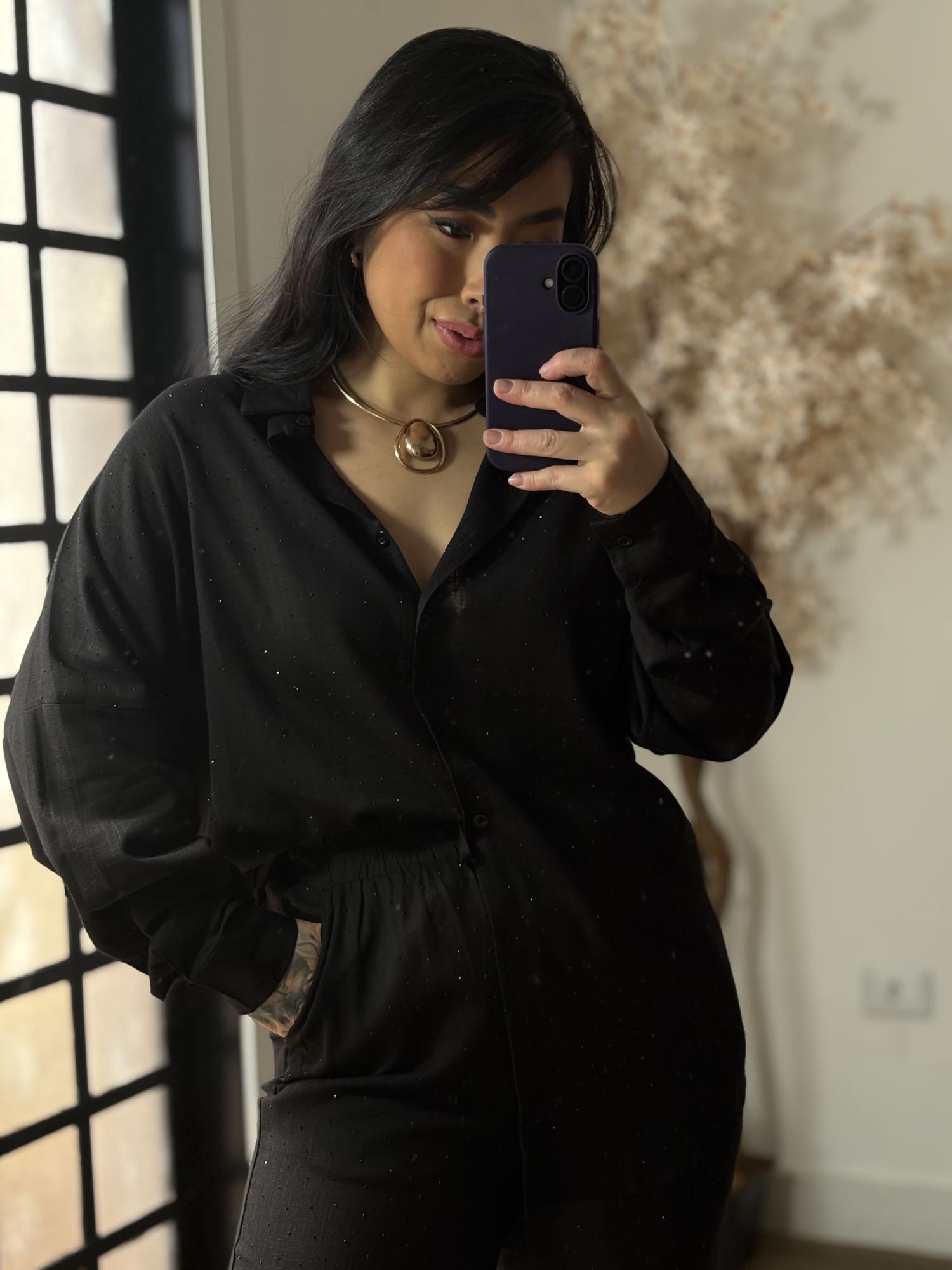 Conjunto Linho C/ Brilho Ravena 3341 - Preto C018