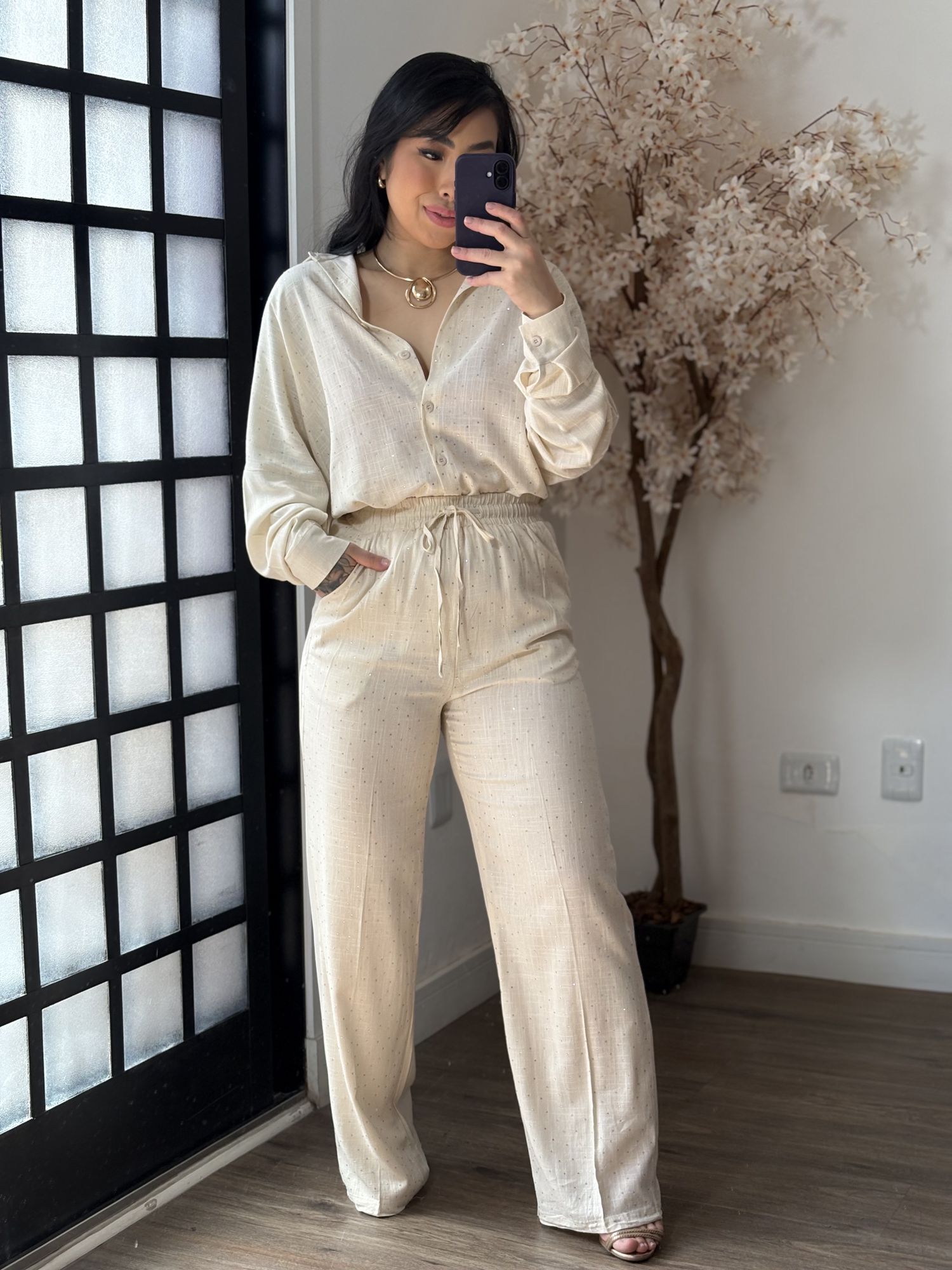 Conjunto Linho C/ Brilho Ravena 3341 - Bege C018