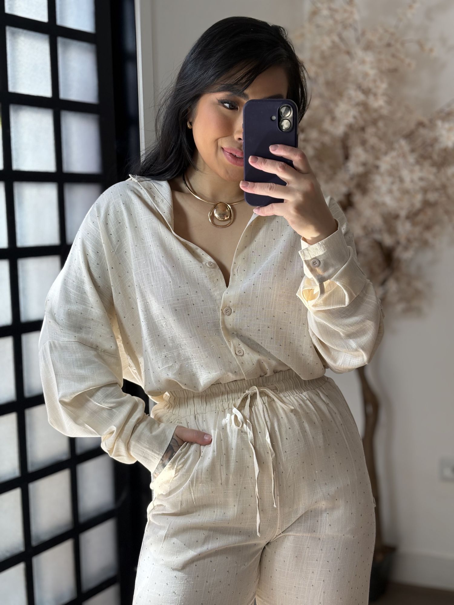 Conjunto Linho C/ Brilho Ravena 3341 - Bege C018