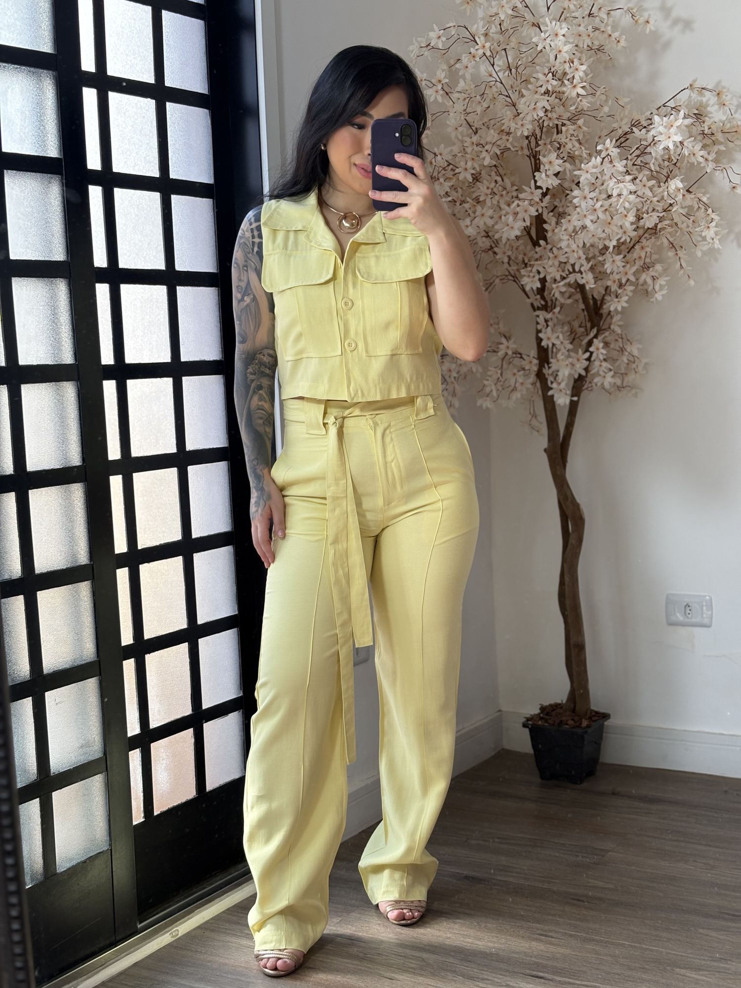 Conjunto Calça Aysha A002 - Amarelo C058