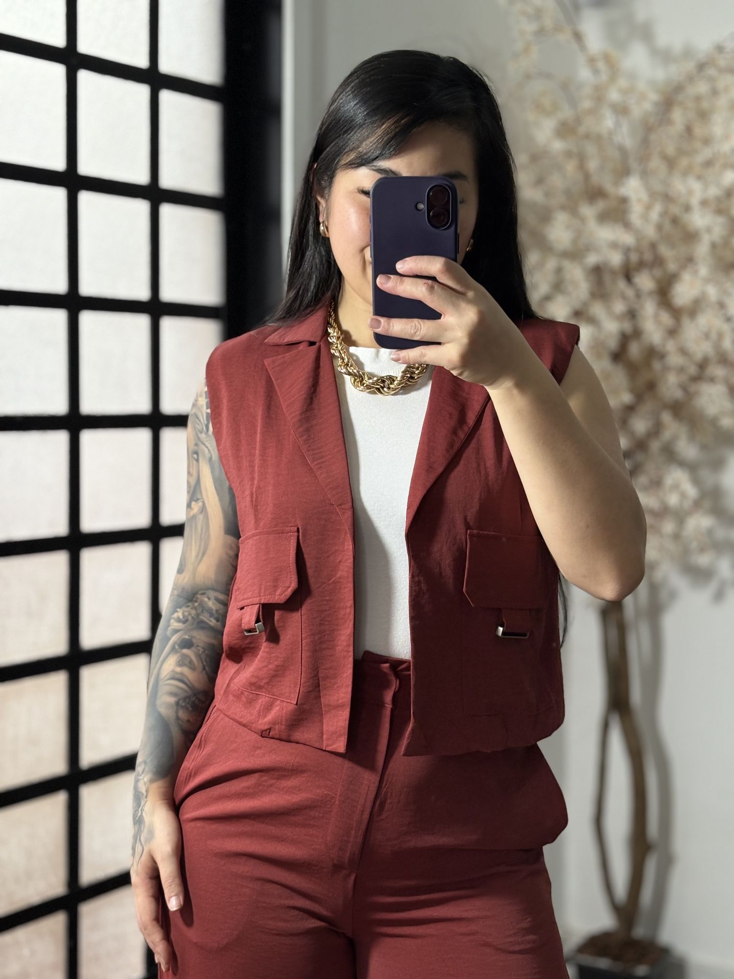 Conjunto Calça Pantalona Roberta 3305 - Vinho 