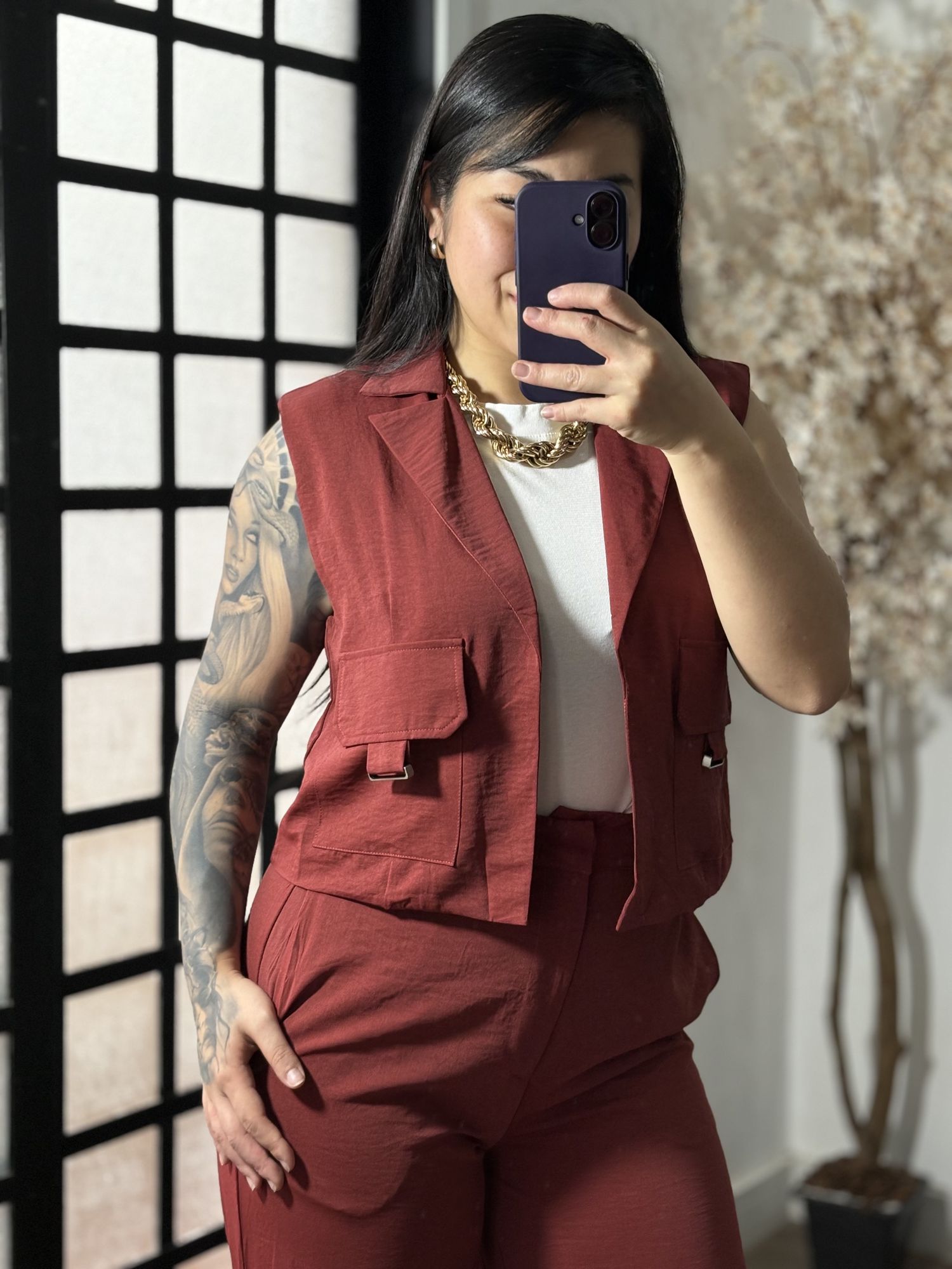 Conjunto Calça Pantalona Roberta 3305 - Vinho 