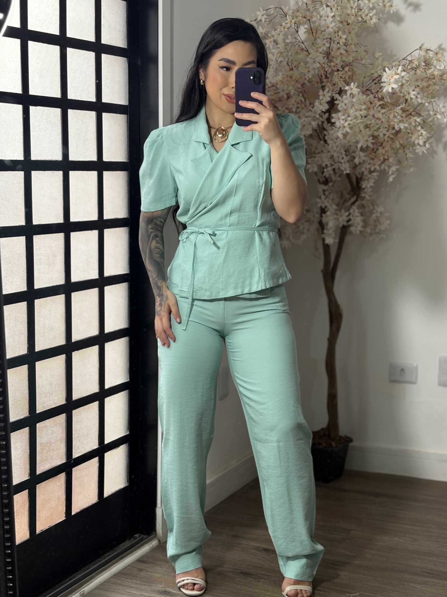 Conjunto Calça Marrant Naomi 1024 - Verde Água C095