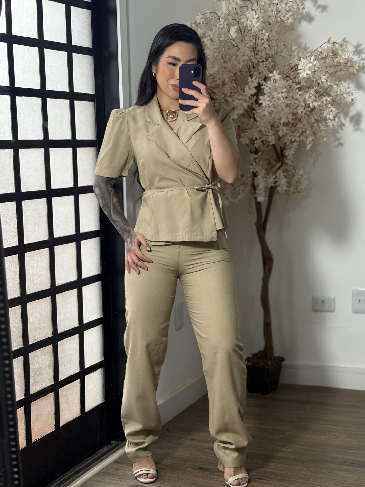 Conjunto Calça Marrant Naomi 1024 - Bege C096