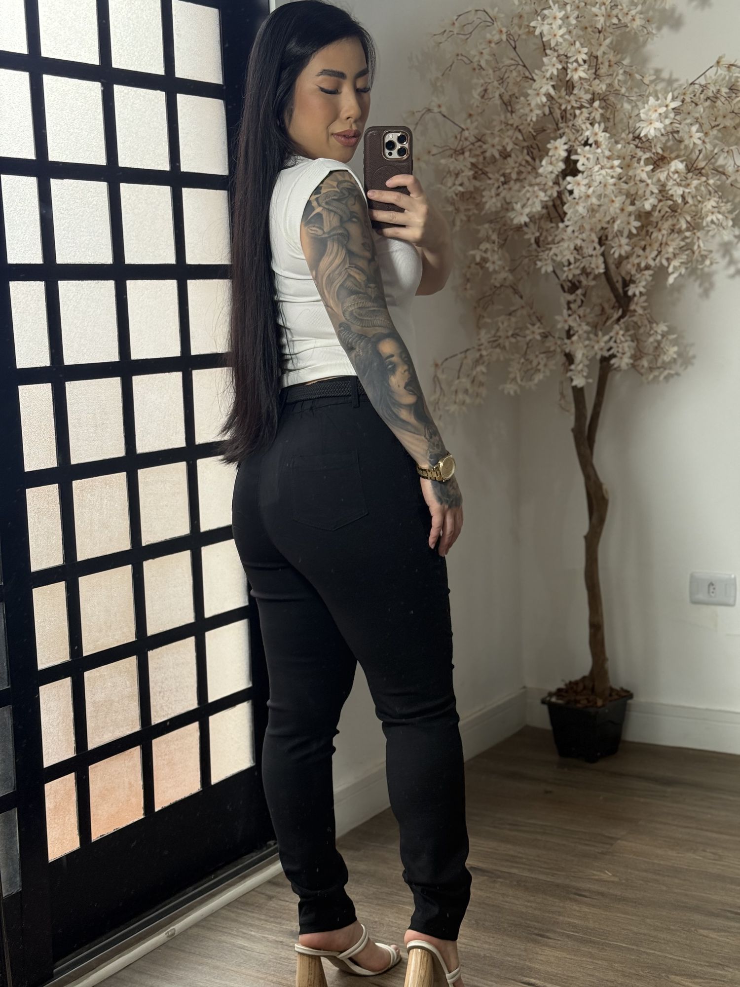 Calça Sarja C/ Cinto Nalu XY081 - Preto C0128