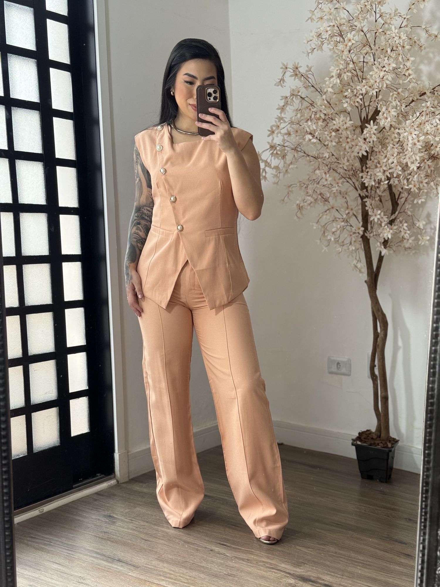 Conjunto Calça Marrant C/ Botões Lavínia 6601 - Salmão C098