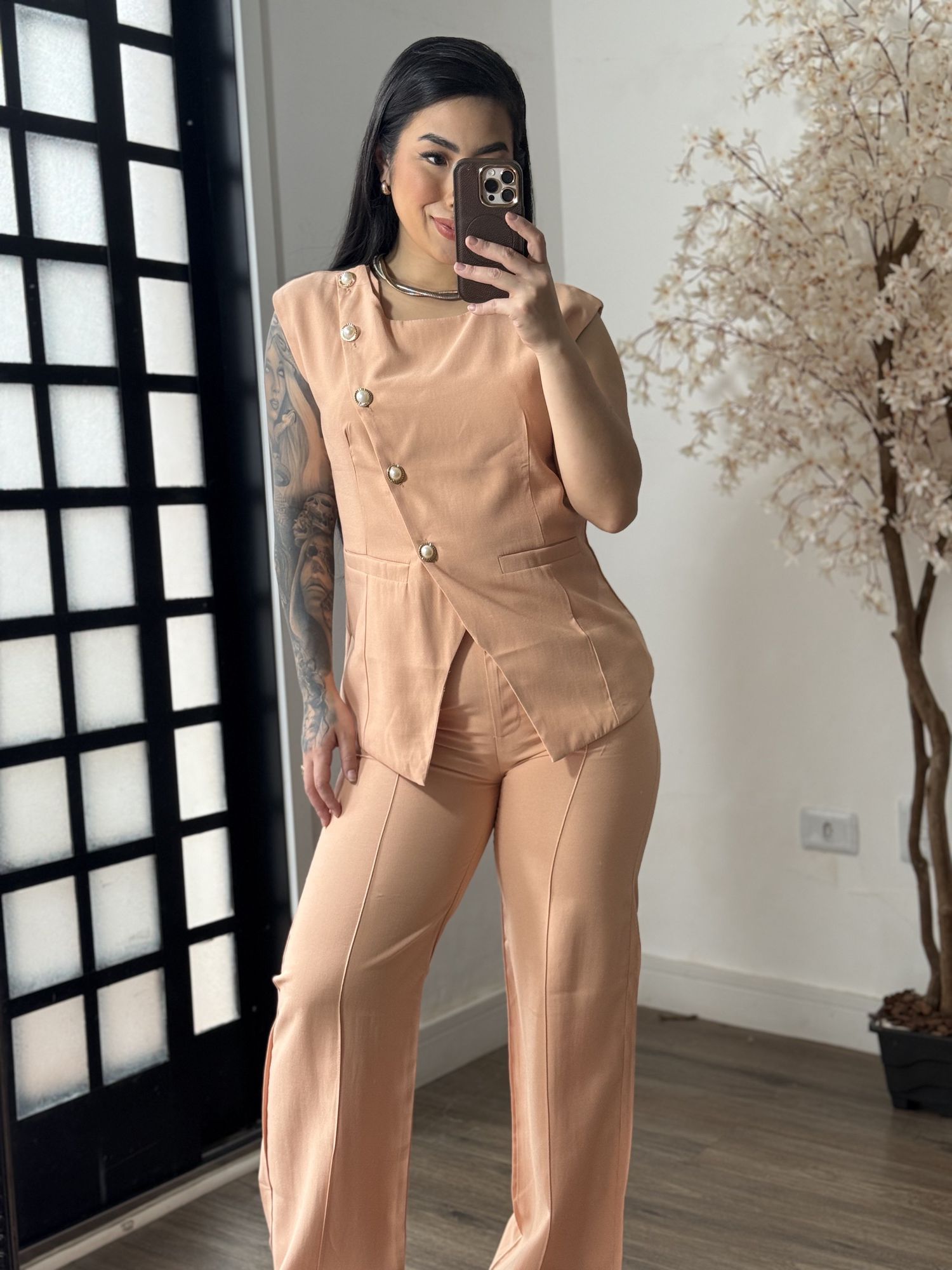 Conjunto Calça Marrant C/ Botões Lavínia 6601 - Salmão C098