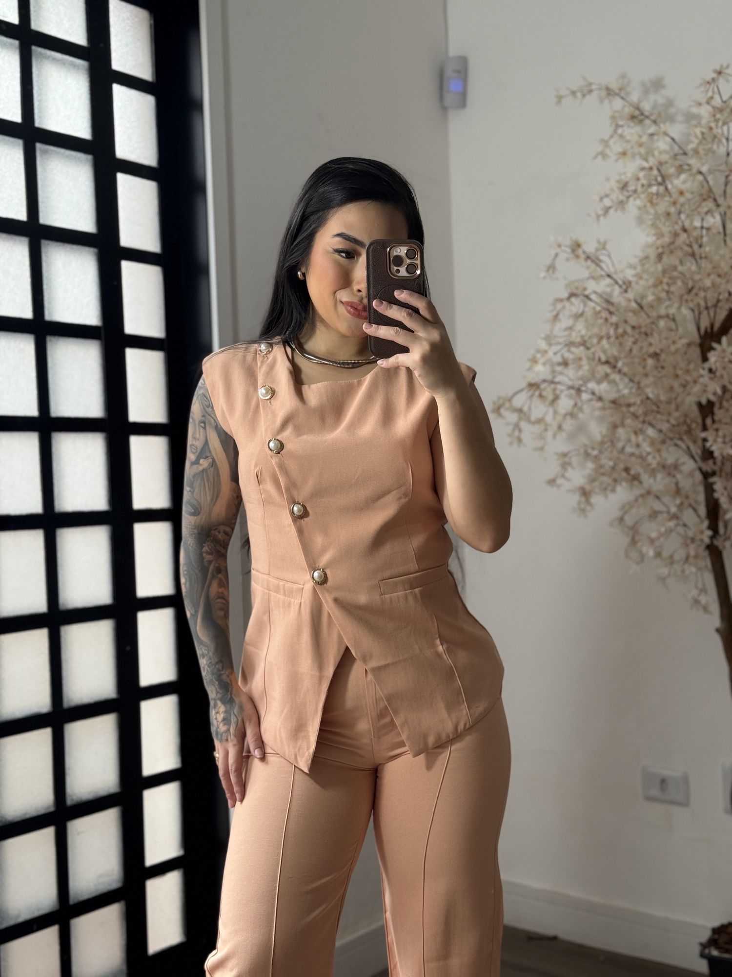 Conjunto Calça Marrant C/ Botões Lavínia 6601 - Salmão C098