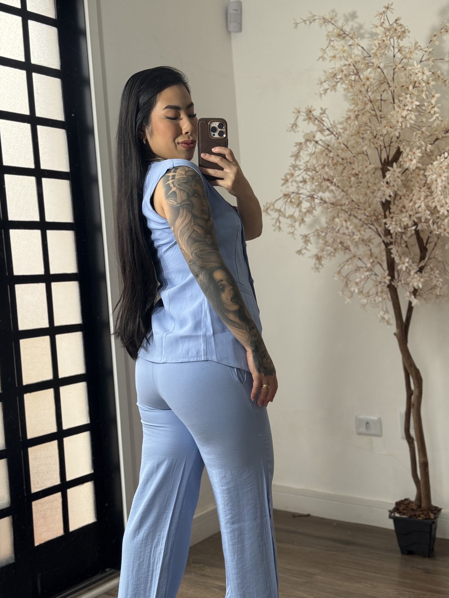 Conjunto Calça Marrant C/ Botões Lavínia 6601 - Azul C098