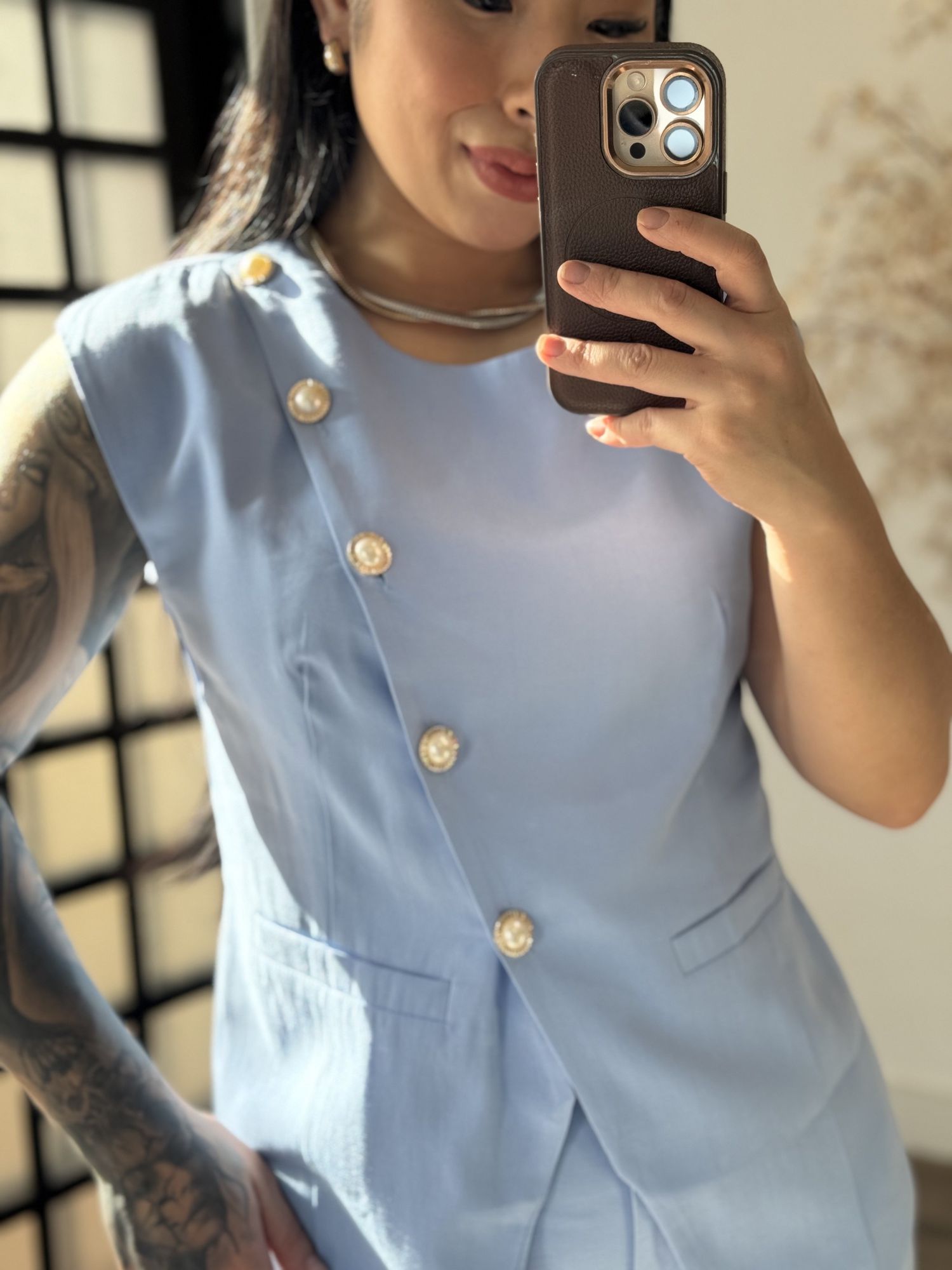 Conjunto Calça Marrant C/ Botões Lavínia 6601 - Azul C098