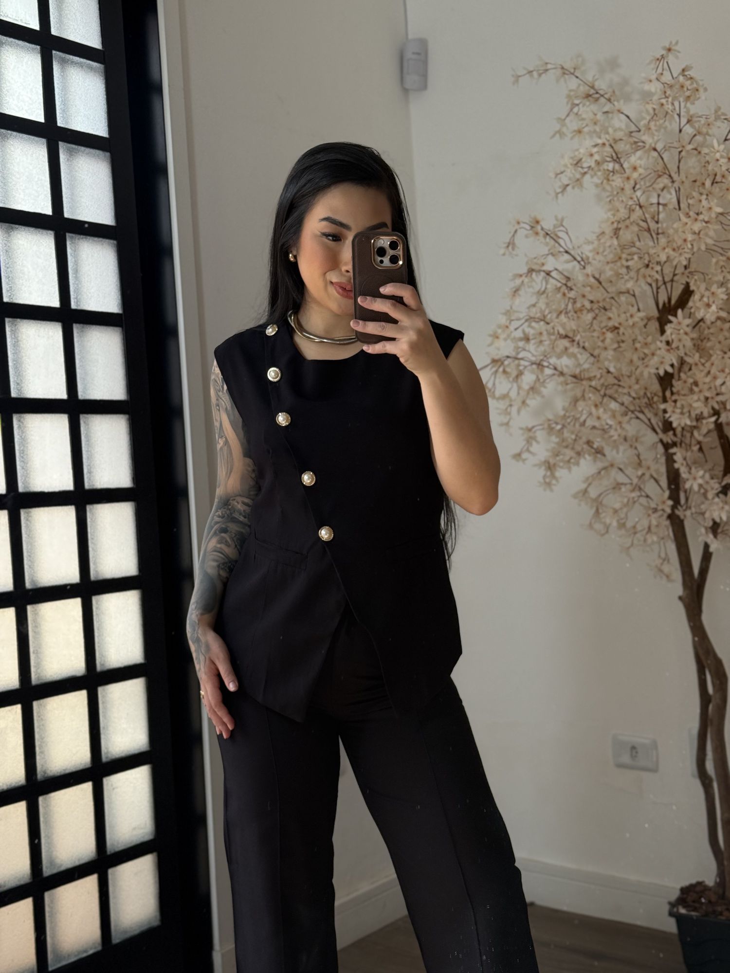 Conjunto Calça Marrant C/ Botões Lavínia 6601 - Preto C098