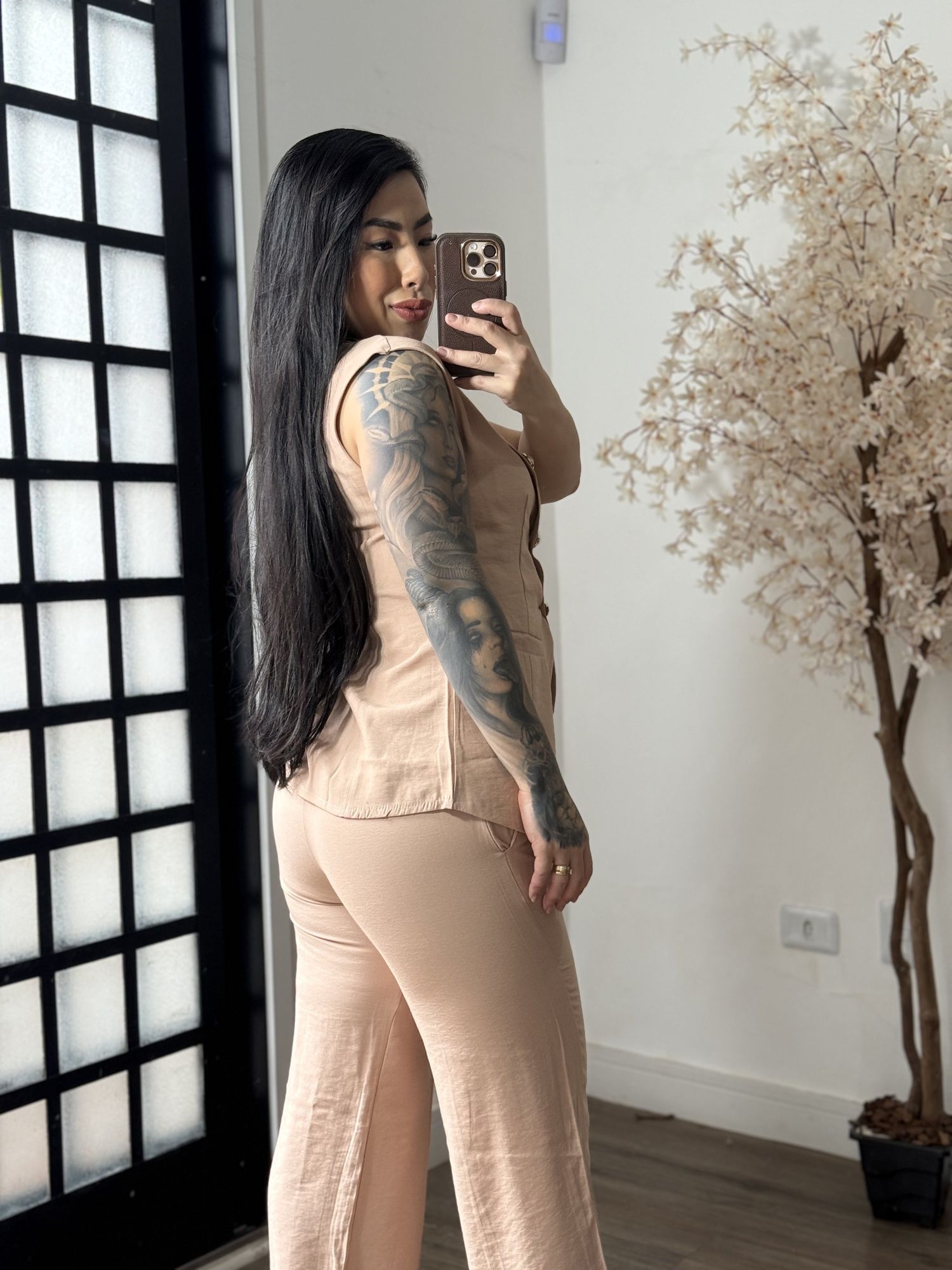 Conjunto Calça Marrant C/ Botões Lavínia 6601 - Nude C097