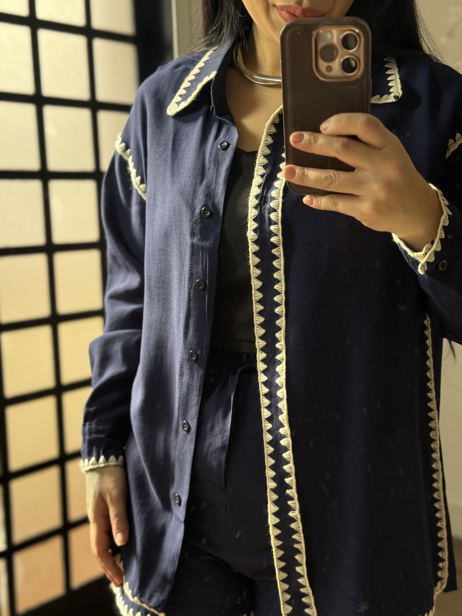 Conjunto Shorts Bordado Marina 1651 - Azul Marinho C050