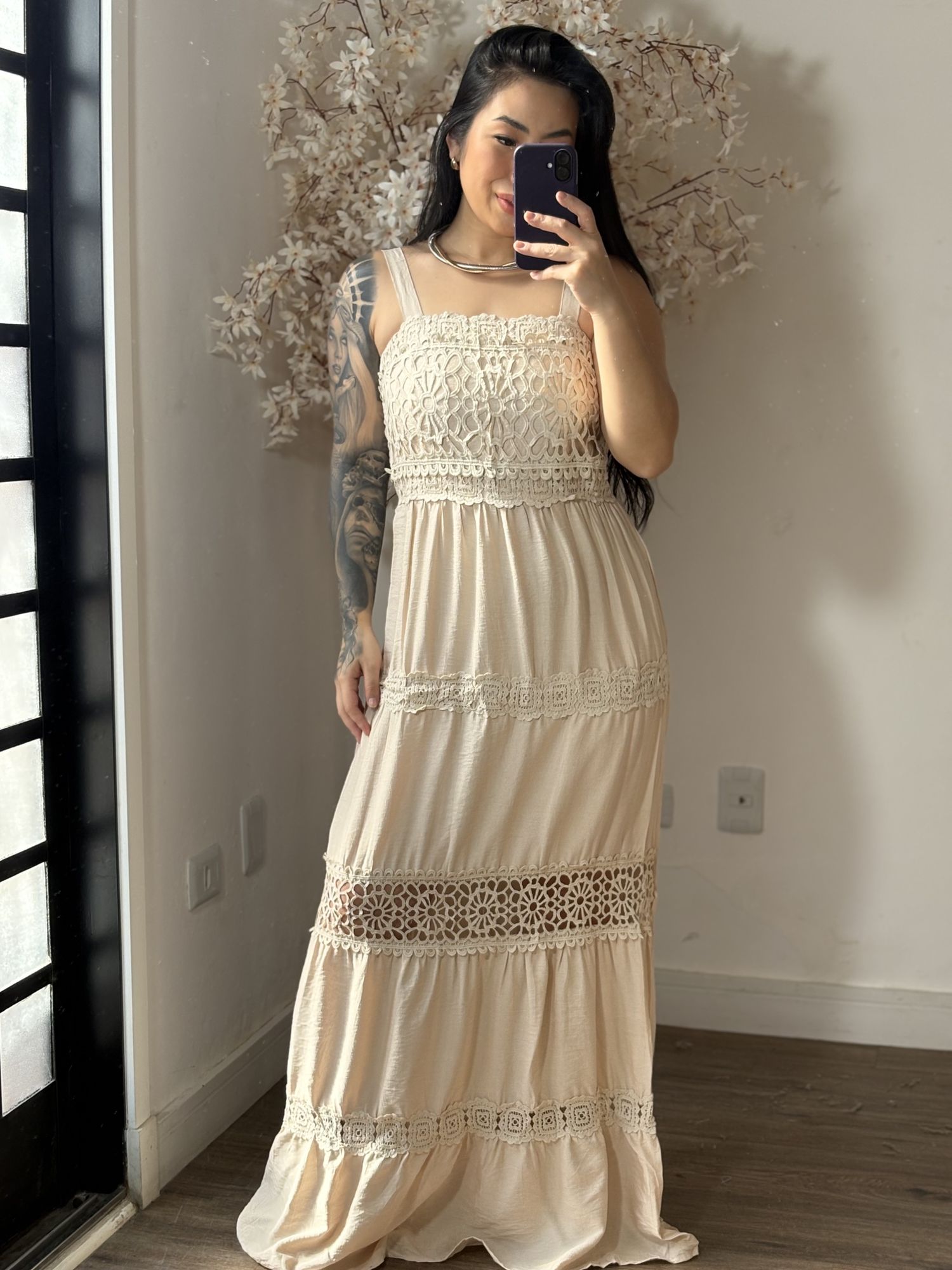 Vestido Bordado Lilla SD1605 - Bege C044