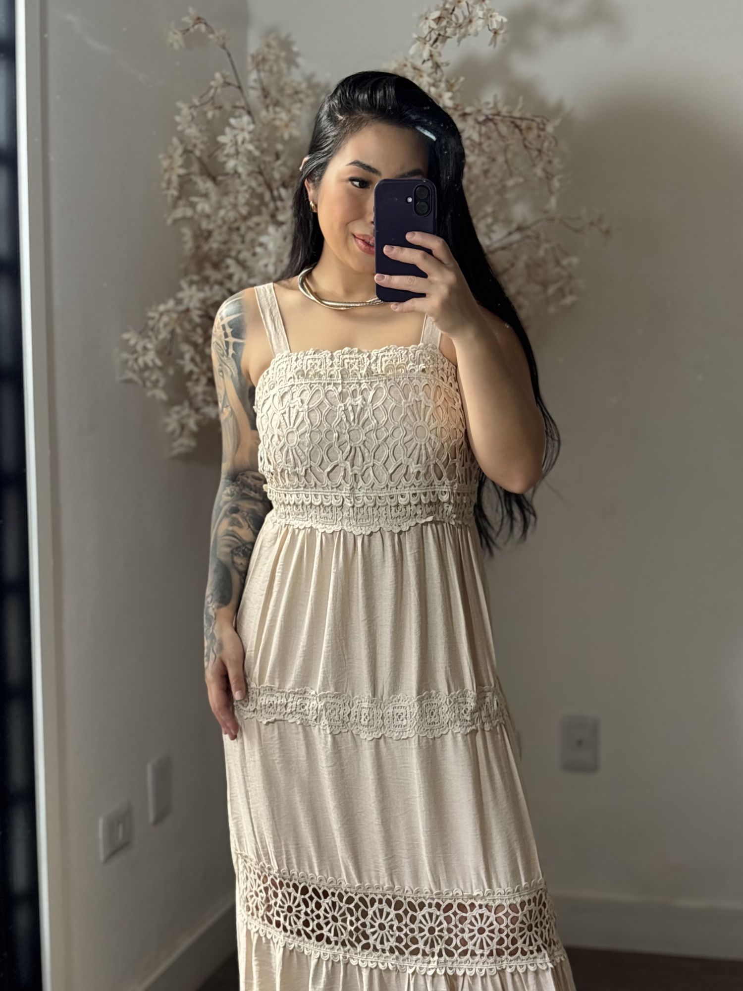 Vestido Bordado Lilla SD1605 - Bege C044