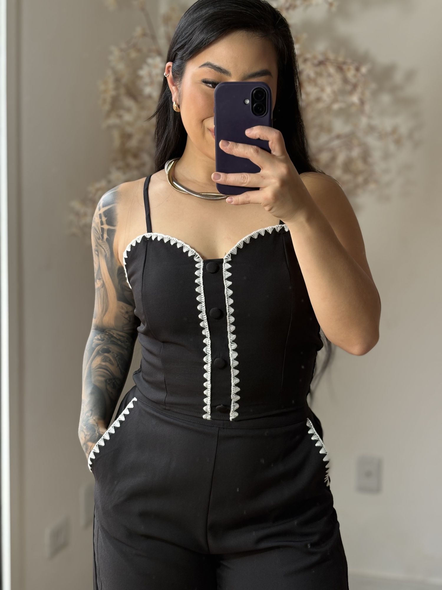 Conjunto Calça Bordado Mel SD1631 - Preto C037