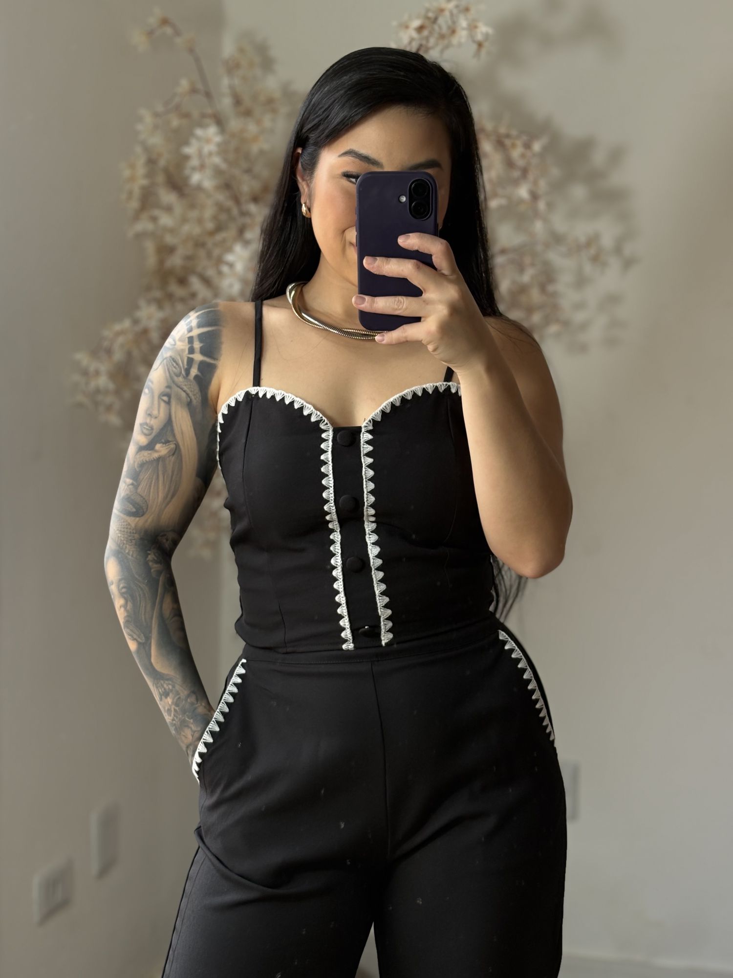 Conjunto Calça Bordado Mel SD1631 - Preto C037