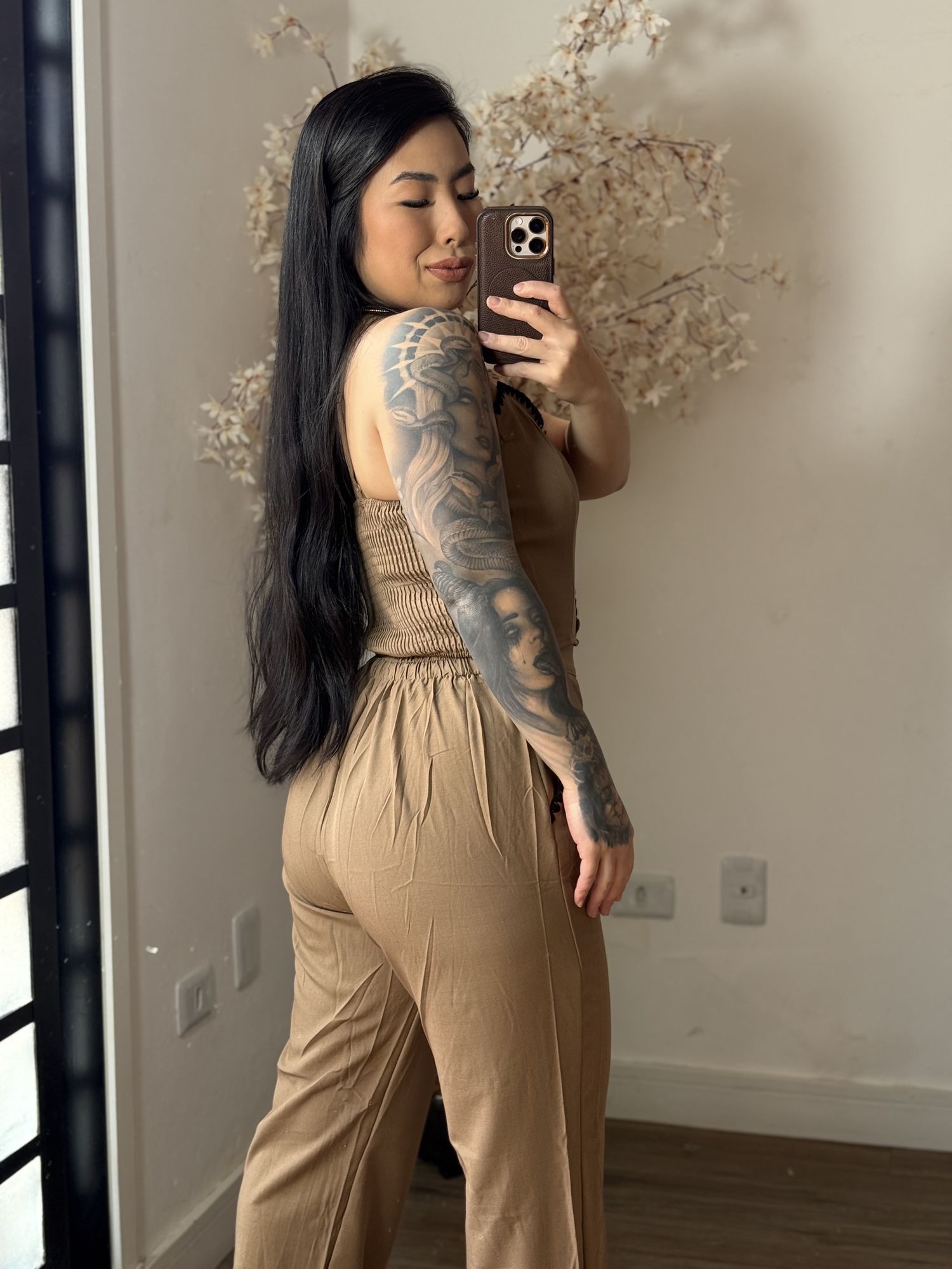 Conjunto Calça Bordado Mel SD1631 - Marrom C037