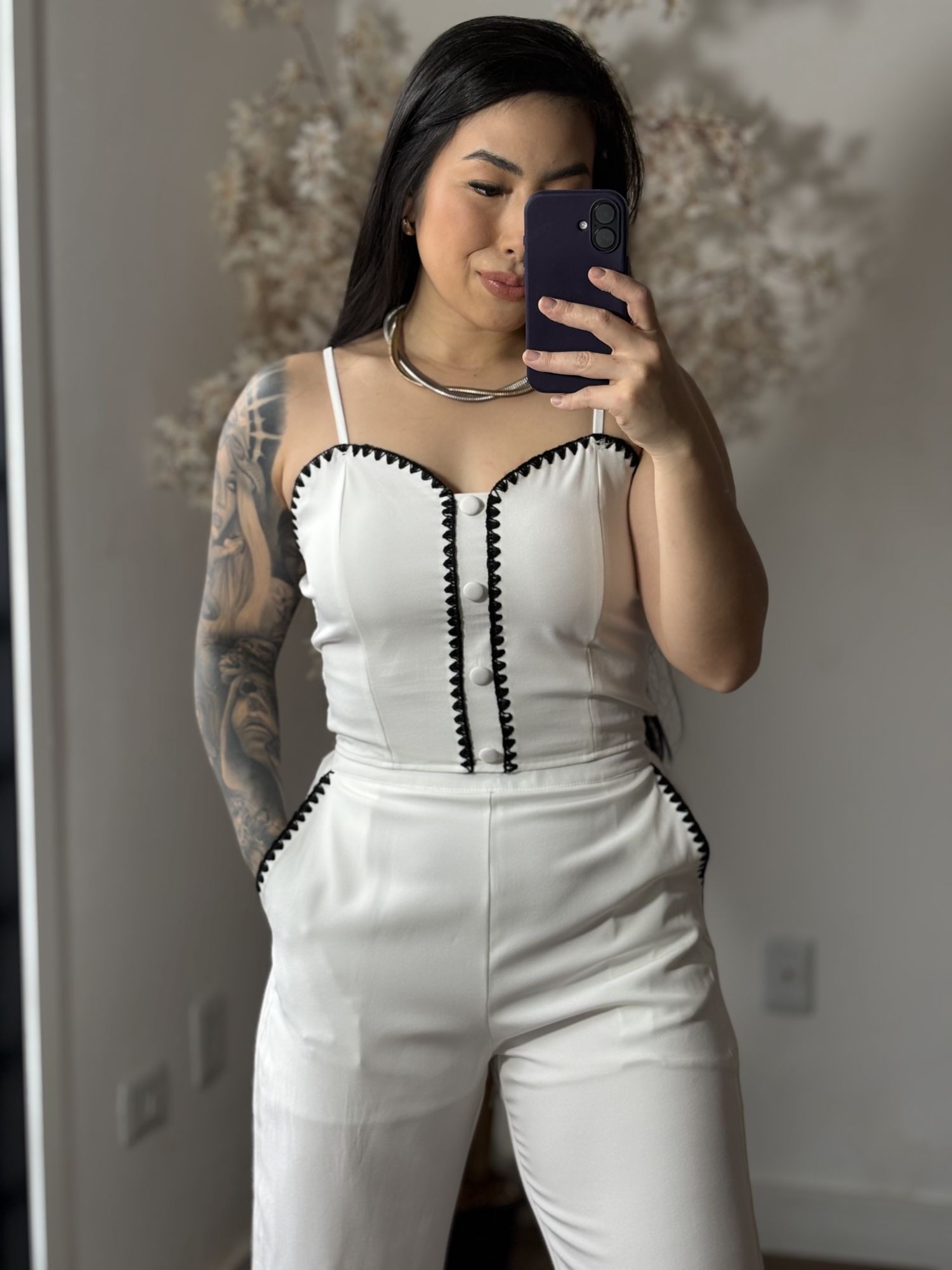 Conjunto Calça Bordado Mel SD1631 - Branco C037