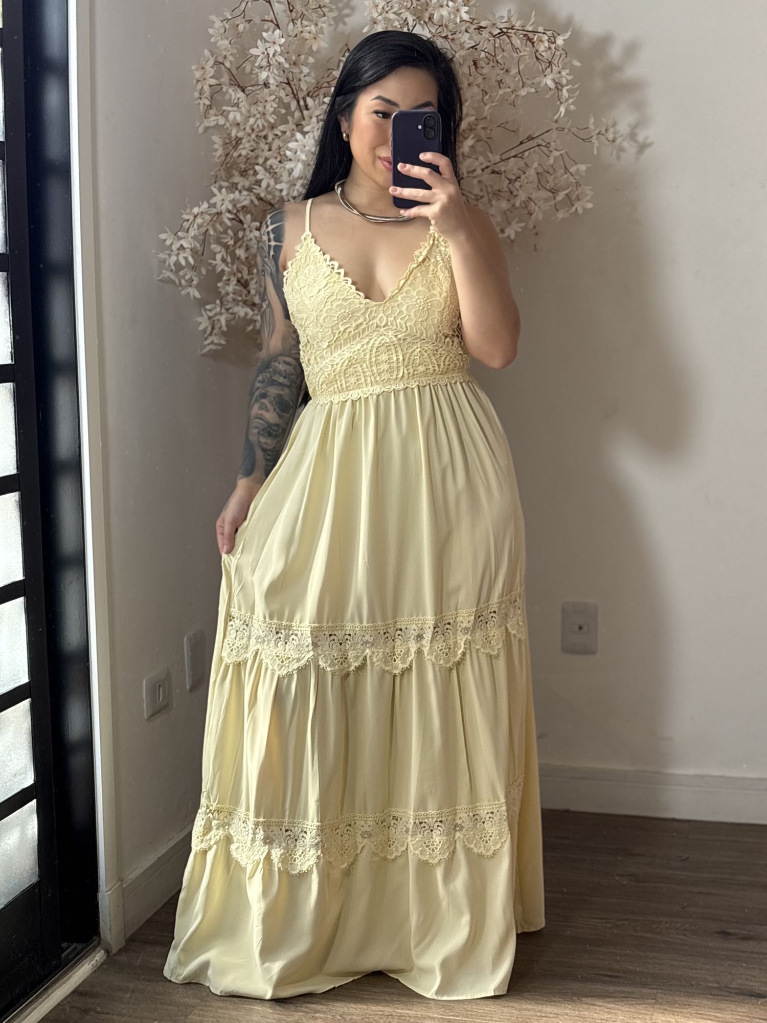 Vestido Bordado Maelle SD1625 - Amarelo Manteiga C043