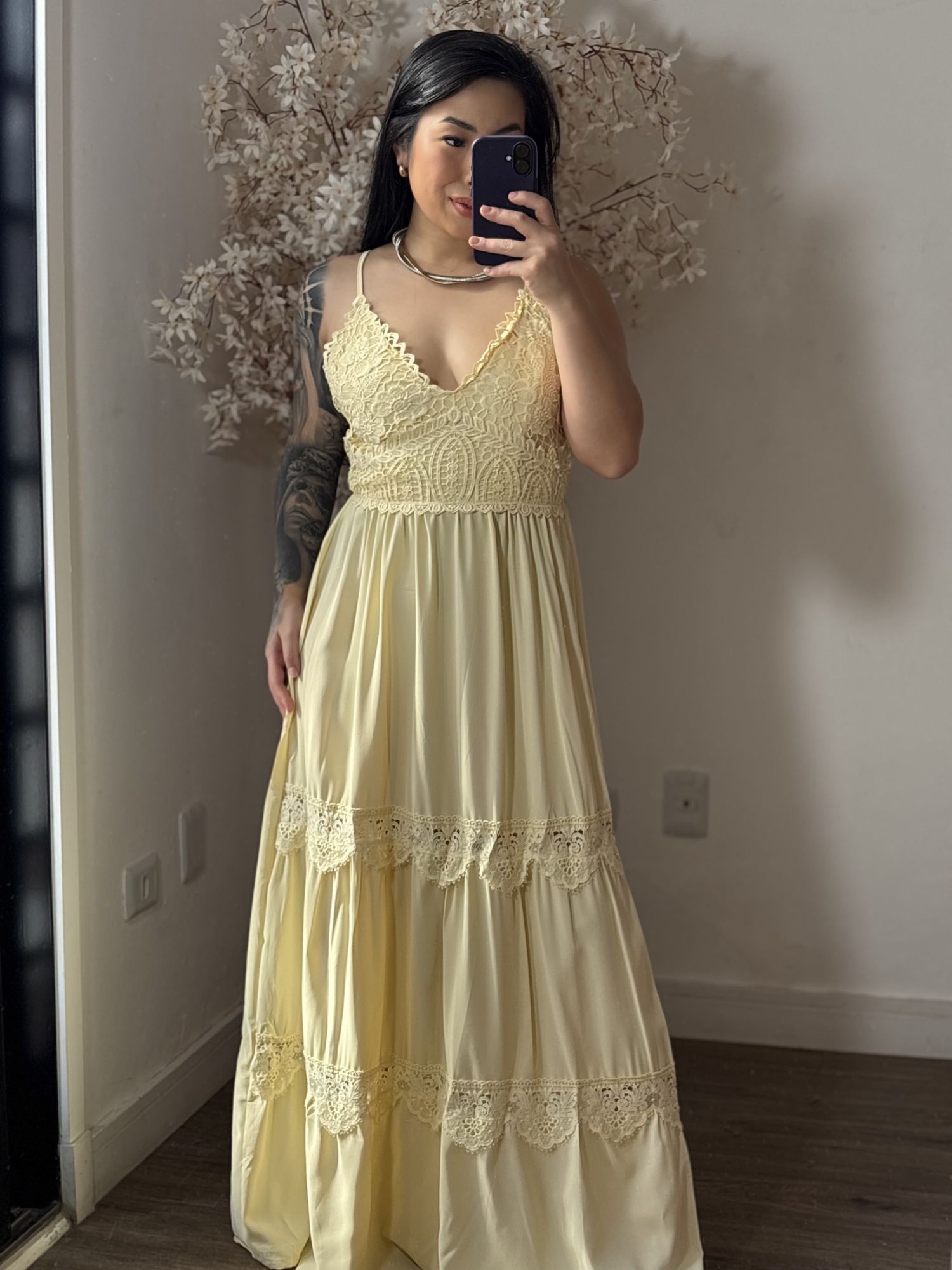 Vestido Bordado Maelle SD1625 - Amarelo Manteiga C043