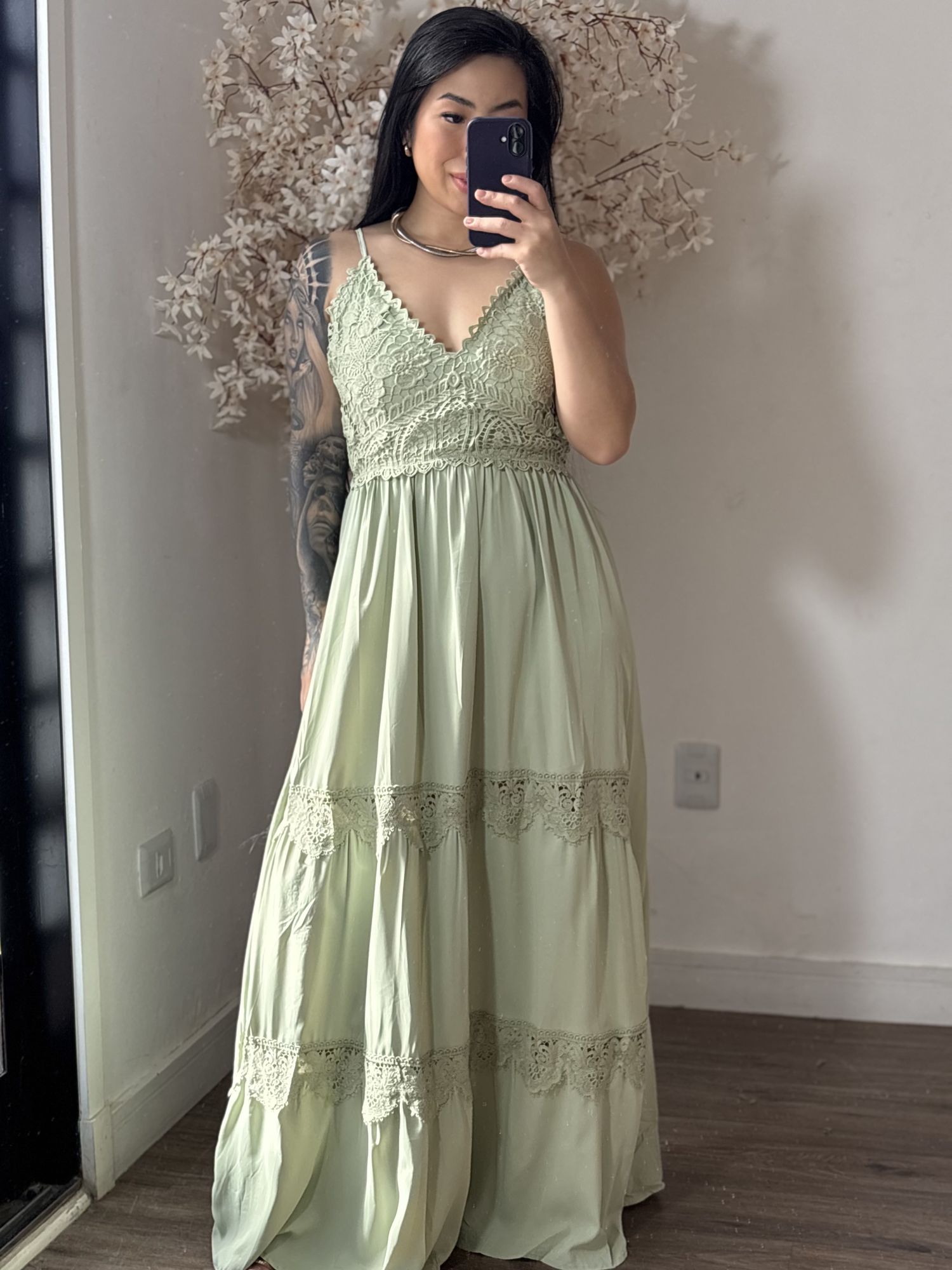 Vestido Bordado Maelle SD1625 - Verde Claro C043