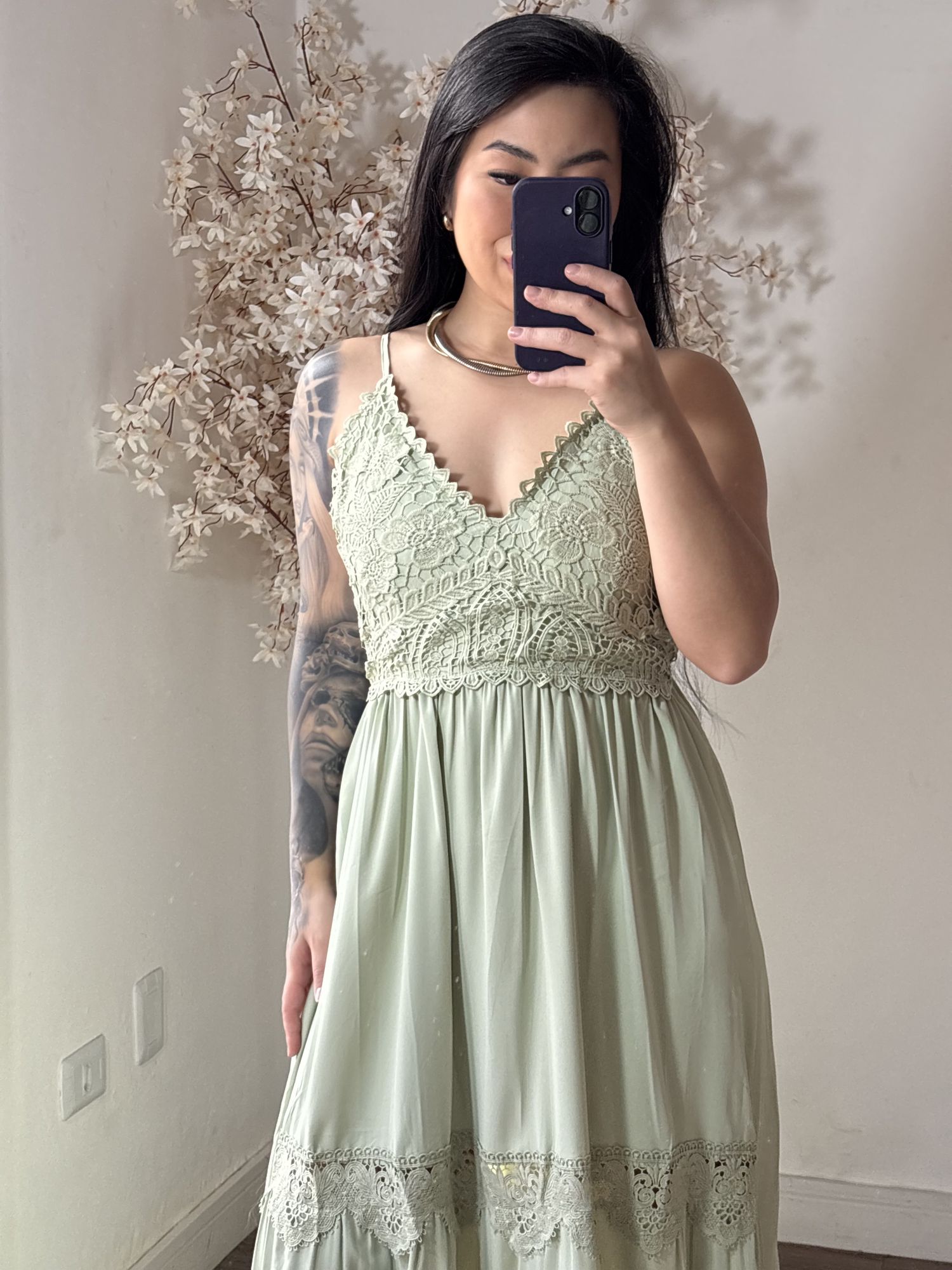 Vestido Bordado Maelle SD1625 - Verde Claro C043