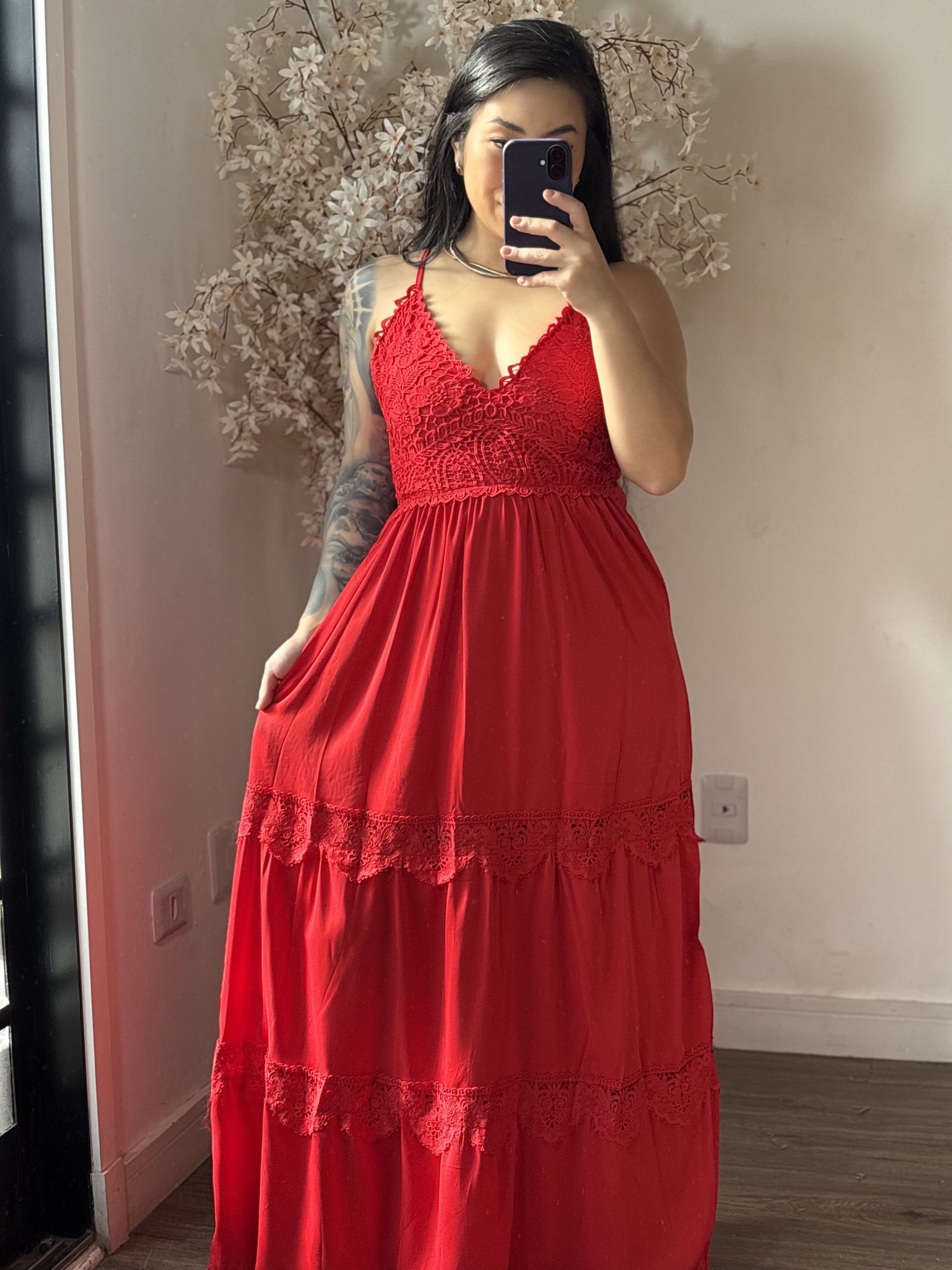 Vestido Bordado Maelle SD1625 - Vermelho C043